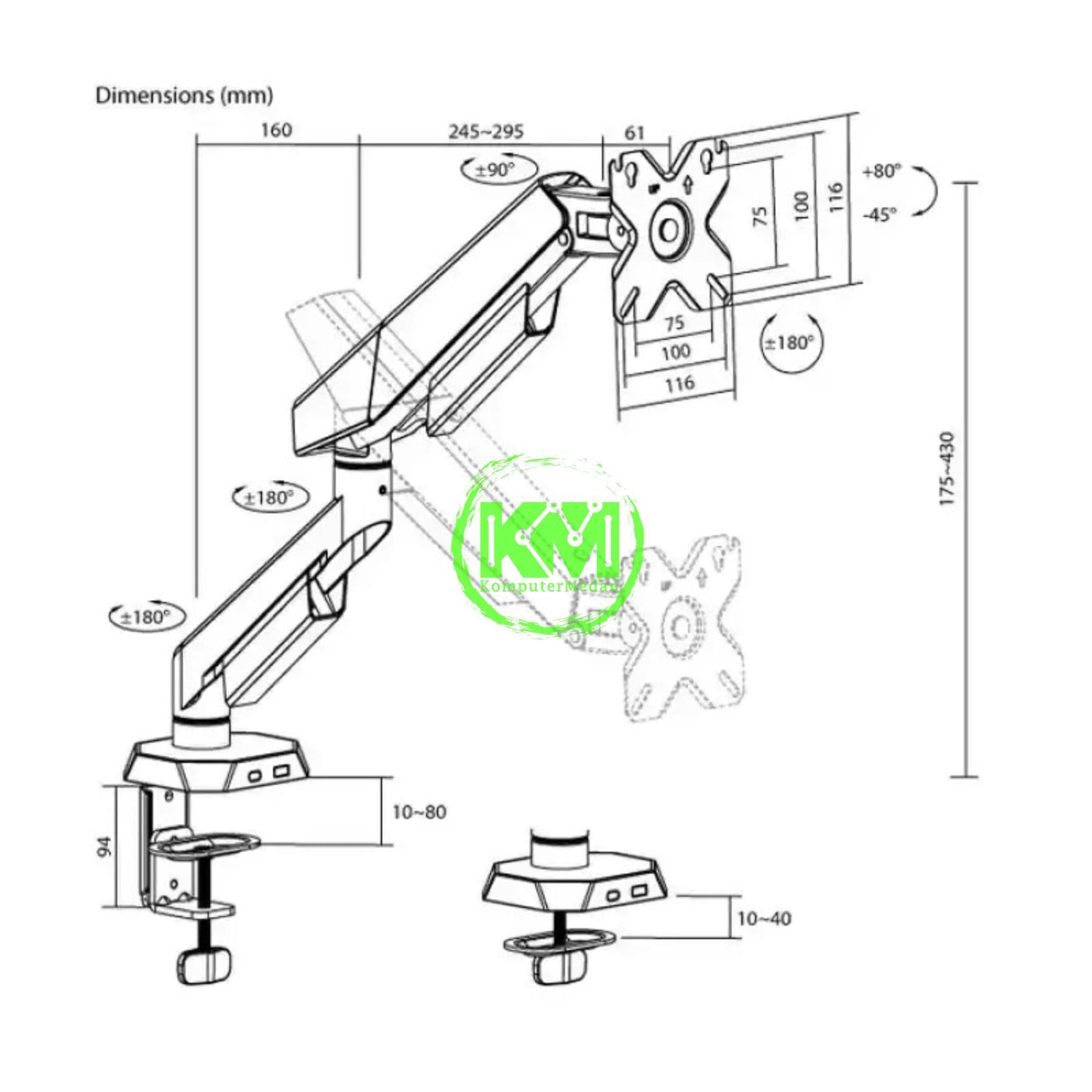 OXIMUS PD109 DESK BRACKET WHITE - Image 4