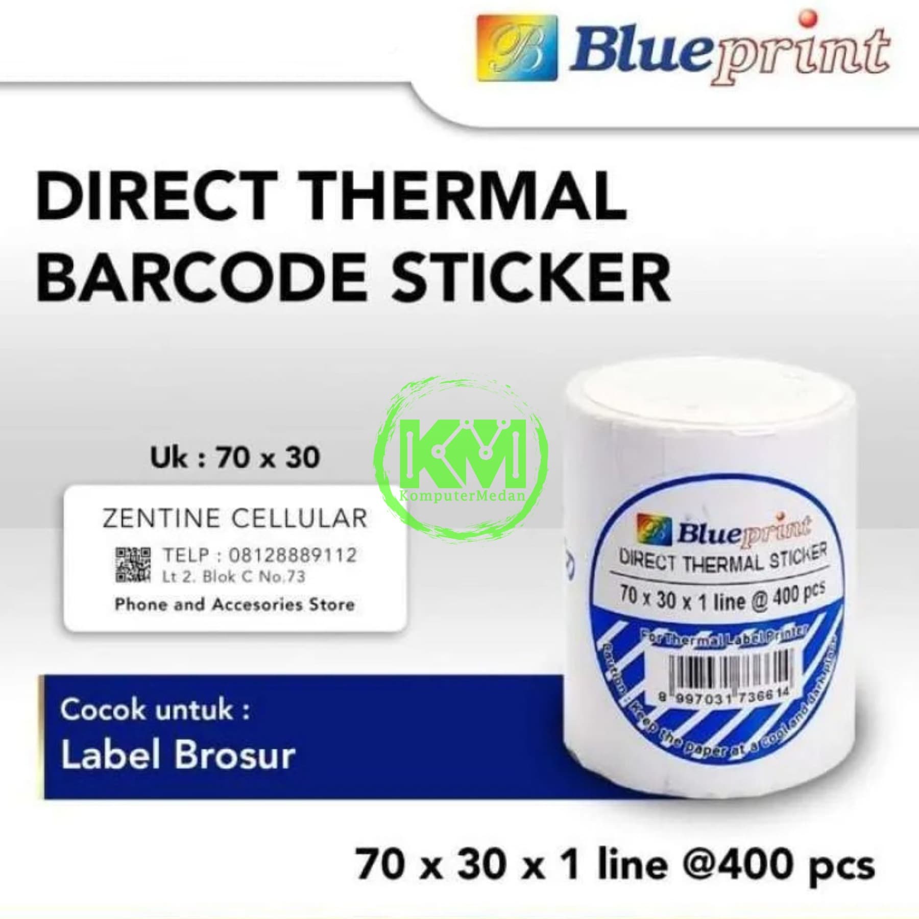 BLUEPRINT DIRECT THERMAL STICKER 70x30x1 @400PCS