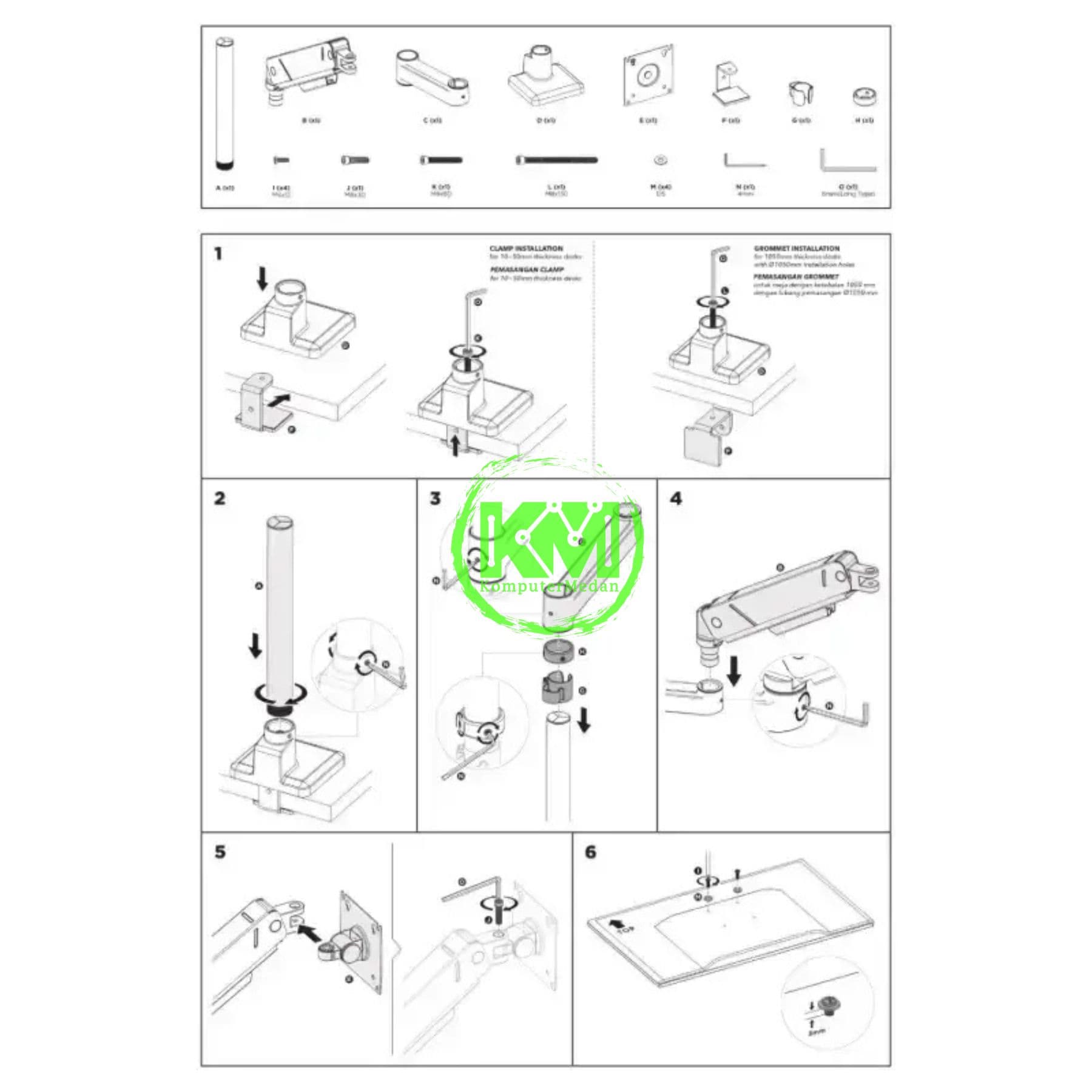 OXIMUS PA115 DESK BRACKET BLACK - Image 4