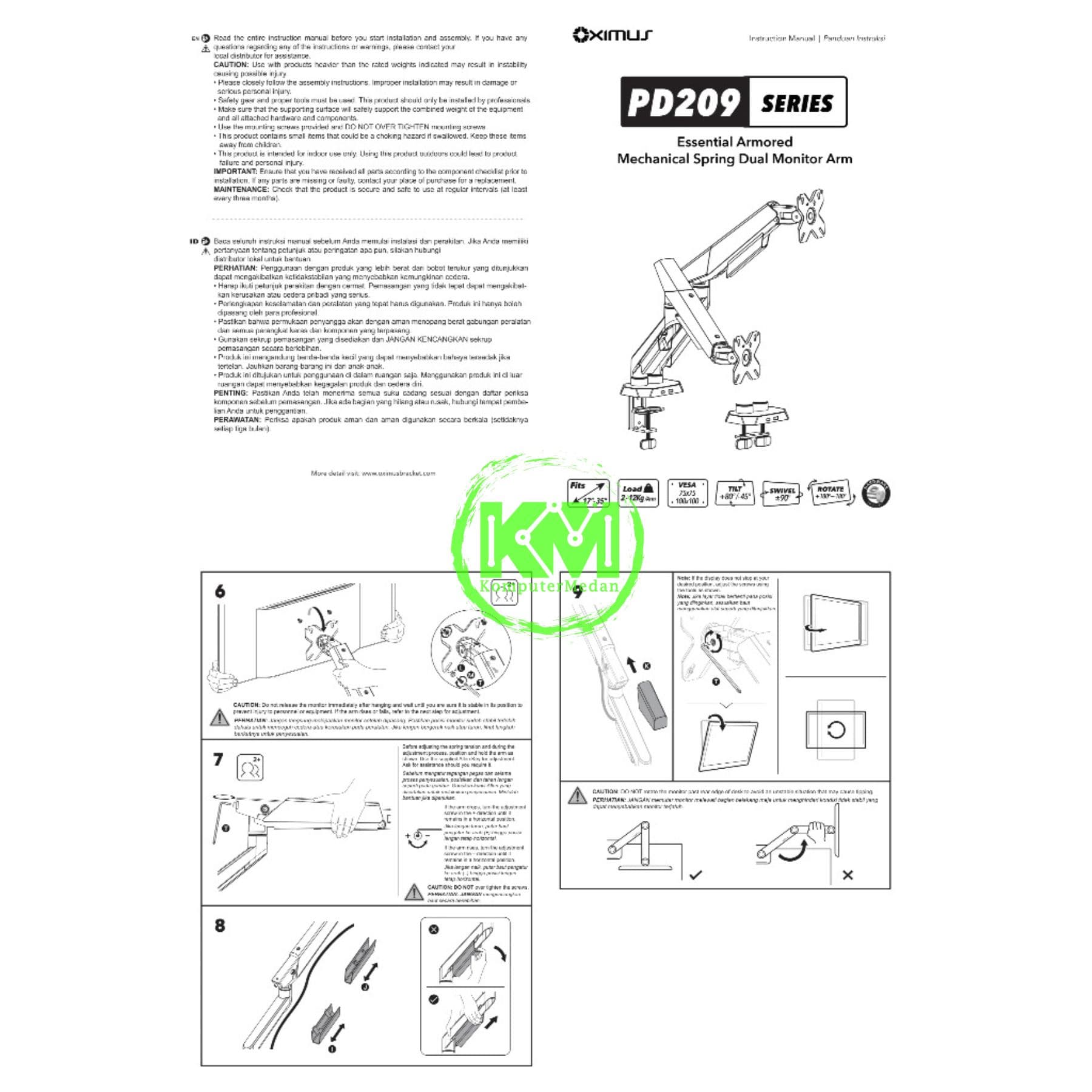 OXIMUS PD209 DESK BRACKET BLACK - Image 4