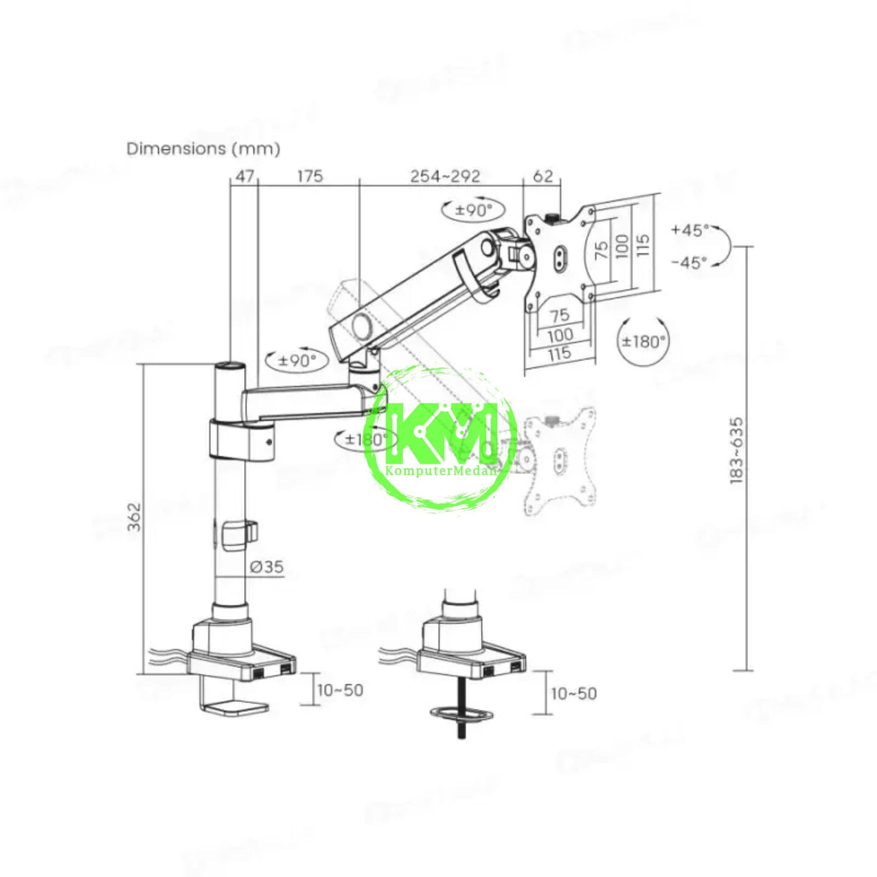 OXIMUS P112U DESK BRACKET - Image 5