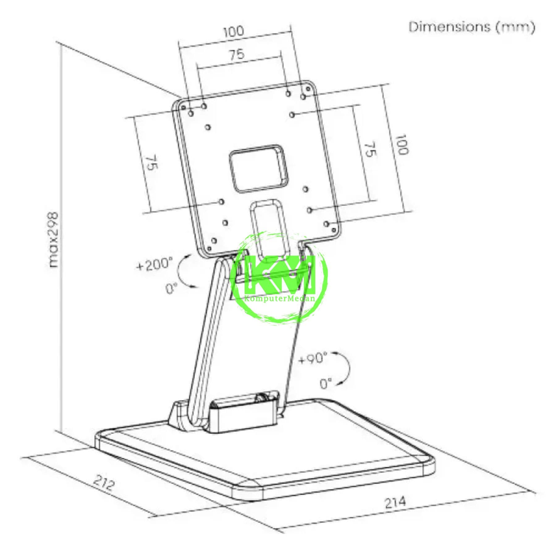 OXIMUS B100 DESK BRACKET BLACK - Image 4