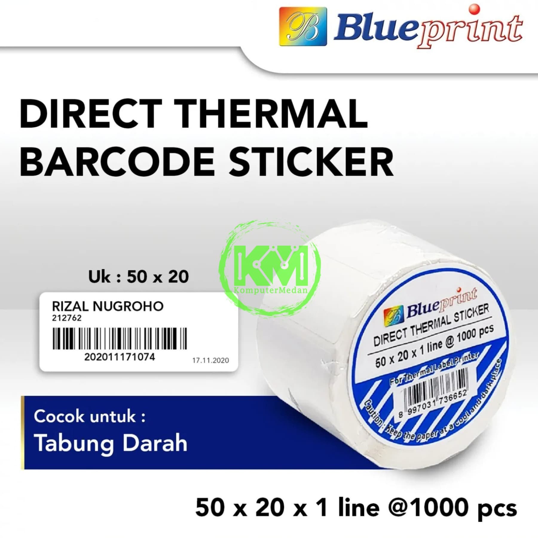 BLUEPRINT DIRECT THERMAL STICKER 50x20x1 LINE (1000pcs)