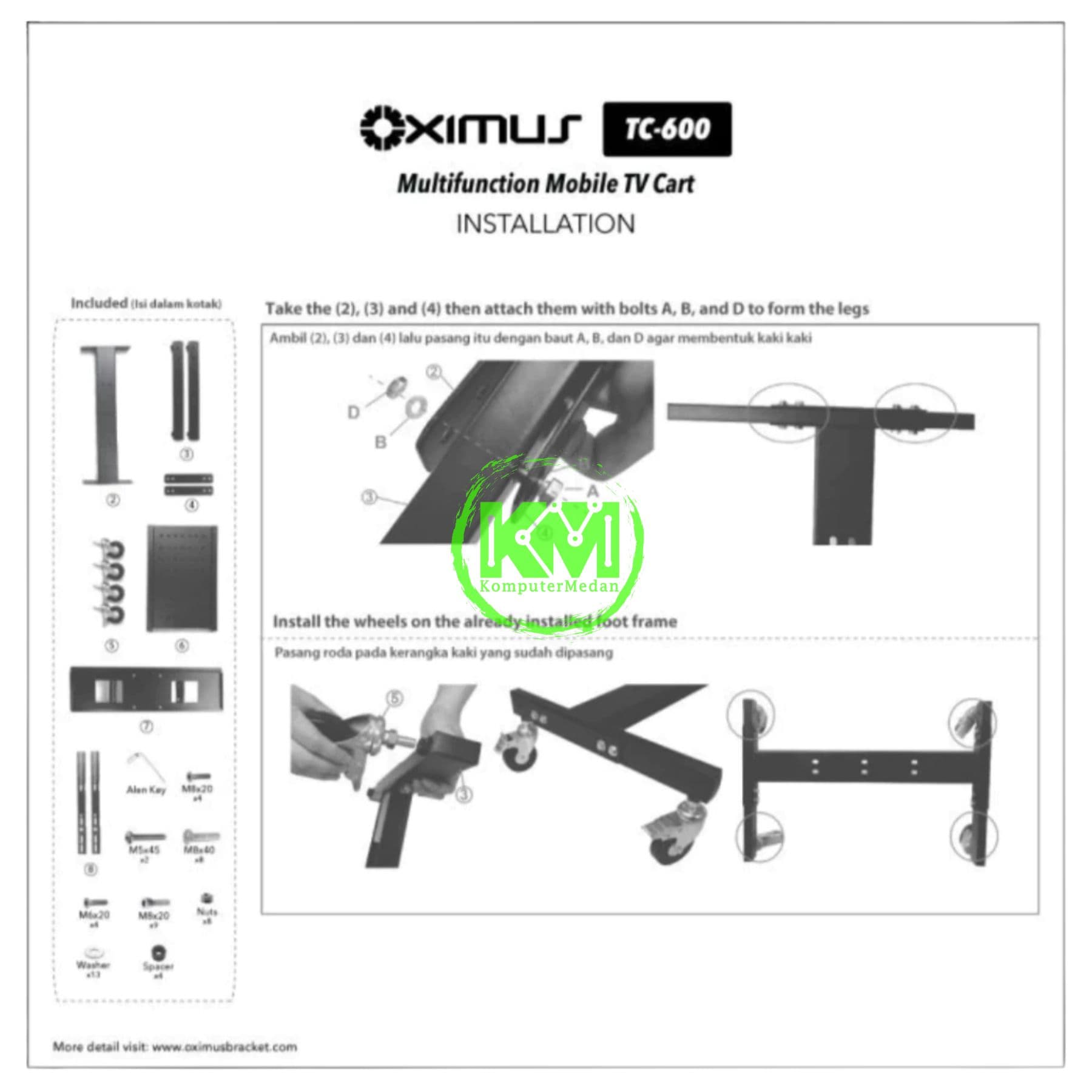 OXIMUS TC600 STANDING TV CART - Image 4