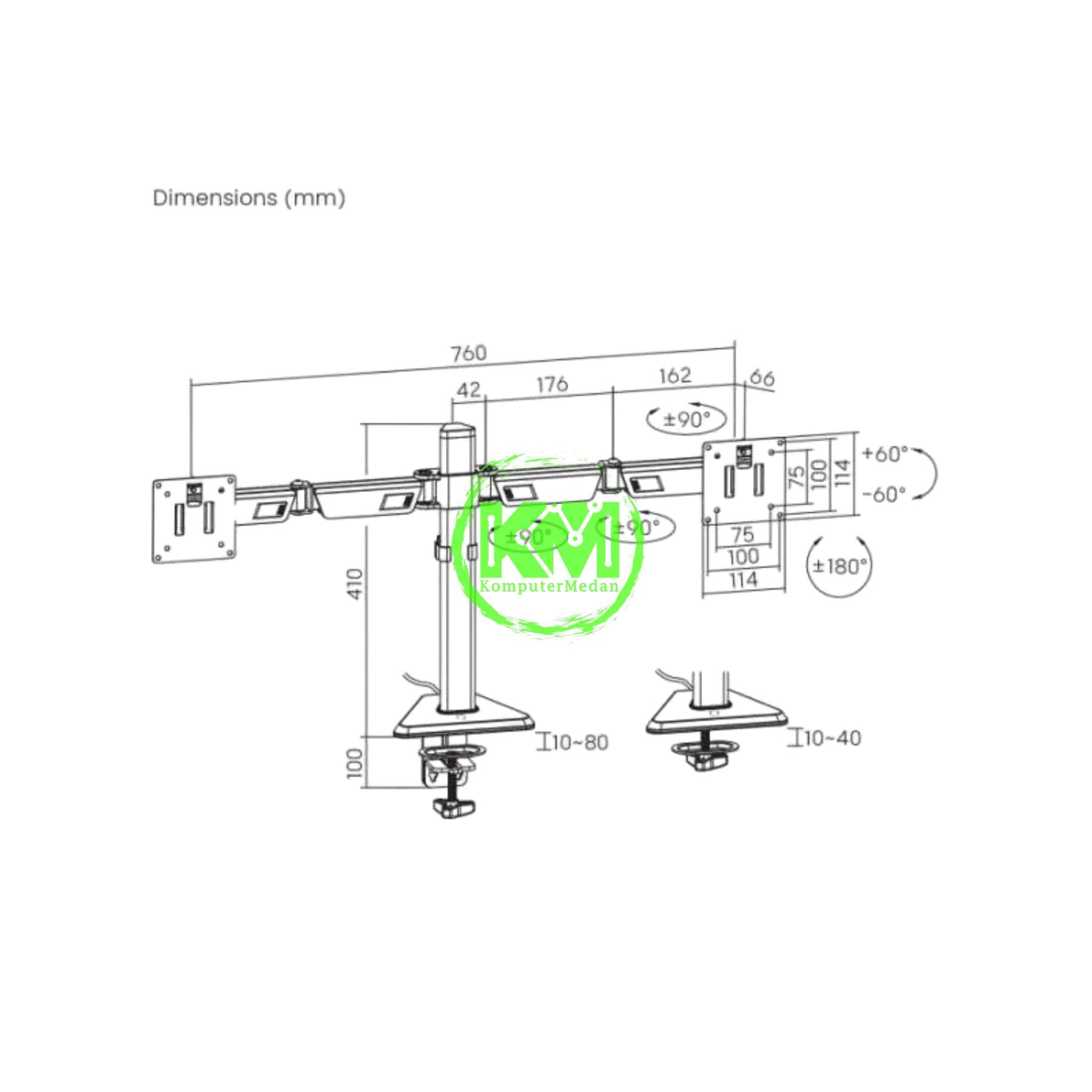 OXIMUS ZD324L DESK BRACKET - Image 3