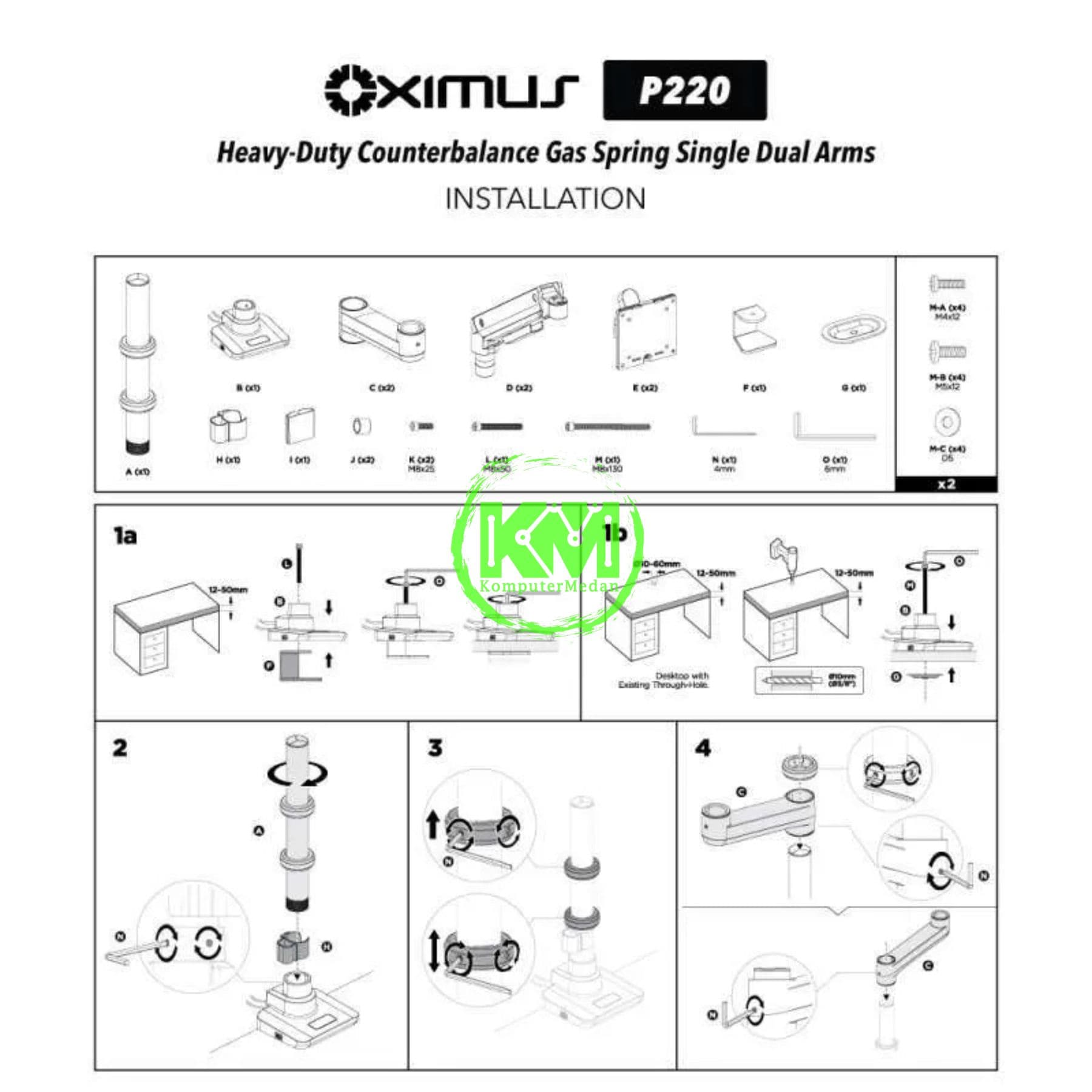 OXIMUS P220 DESK BRACKET BLACK - Image 3