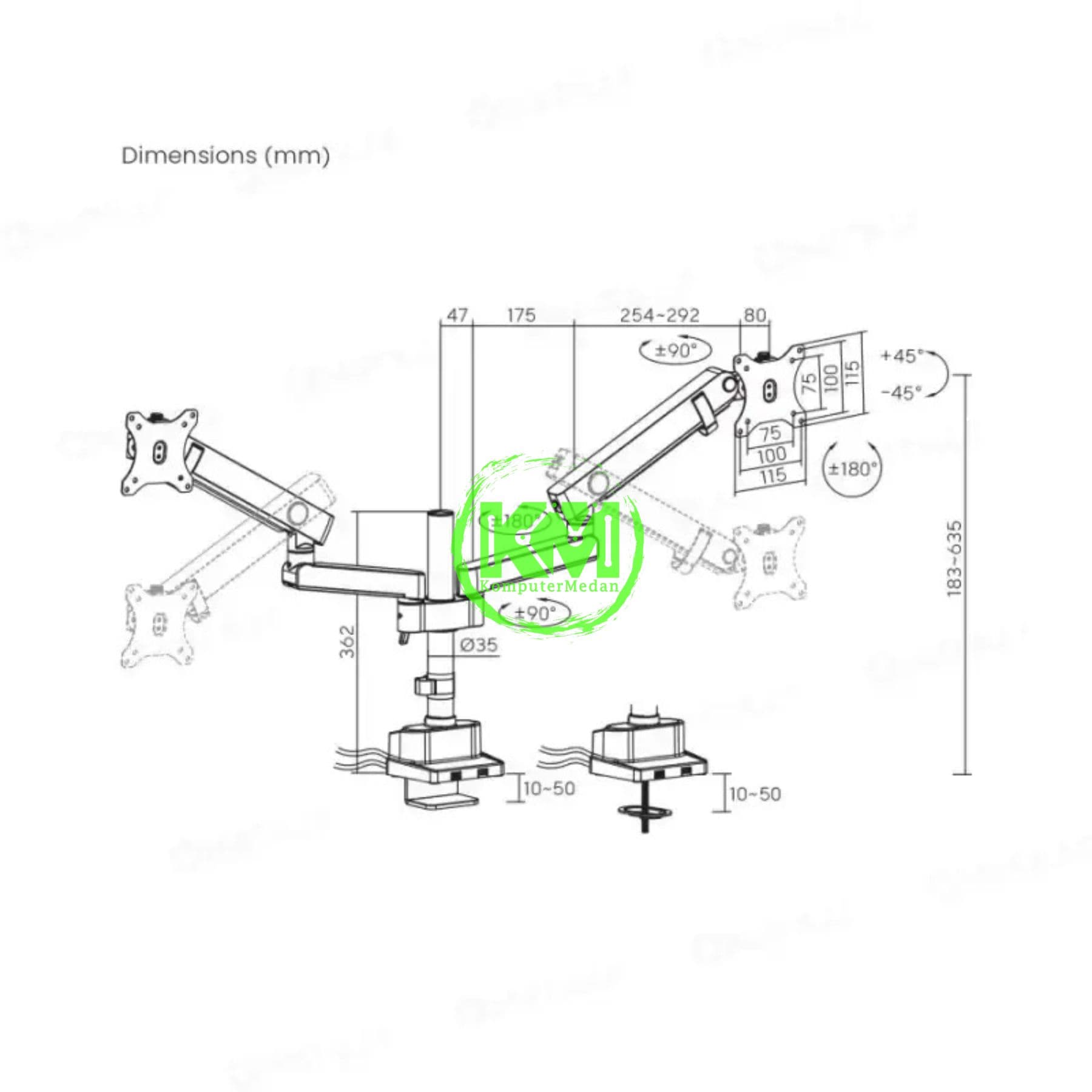 OXIMUS P212U DESK BRACKET - Image 5