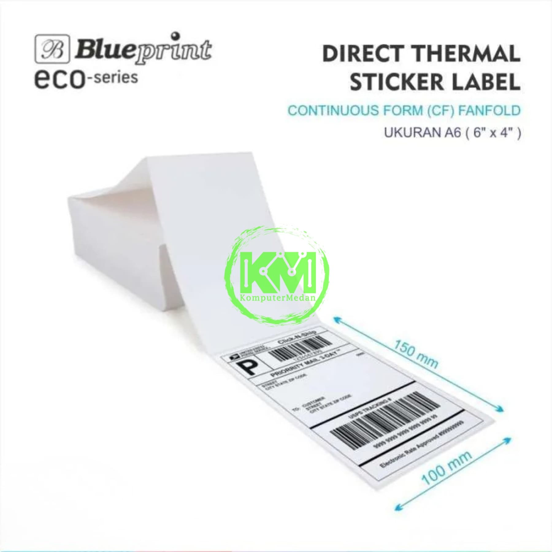BLUEPRINT LITE DIRECT THERMAL STICKER 100x150x1 (500PCS) - MODEL CONTINUOUS FORM - Image 2