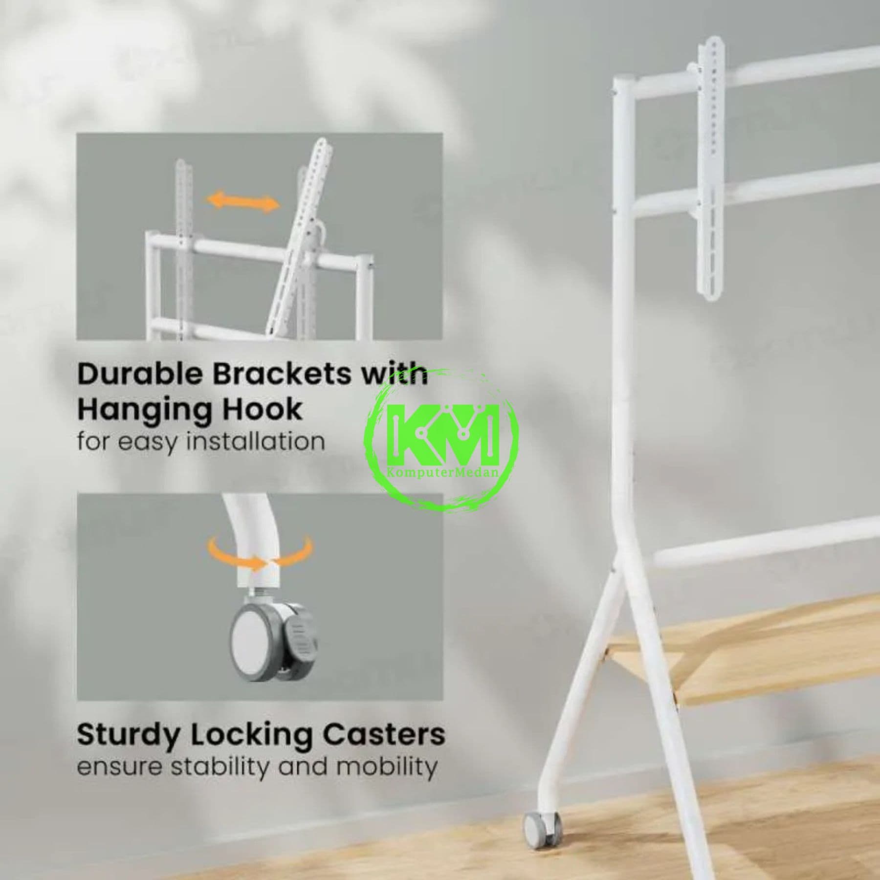 OXIMUS TC5800 STANDING TV CART WHITE - Image 2