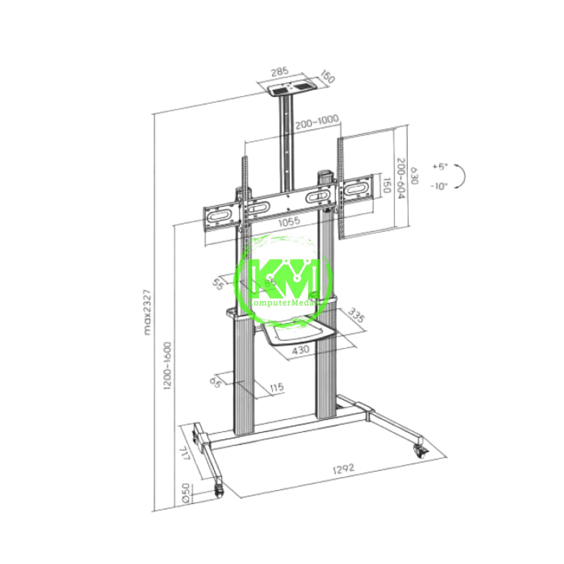 OXIMUS TC6620 STANDING TV CART - Image 6
