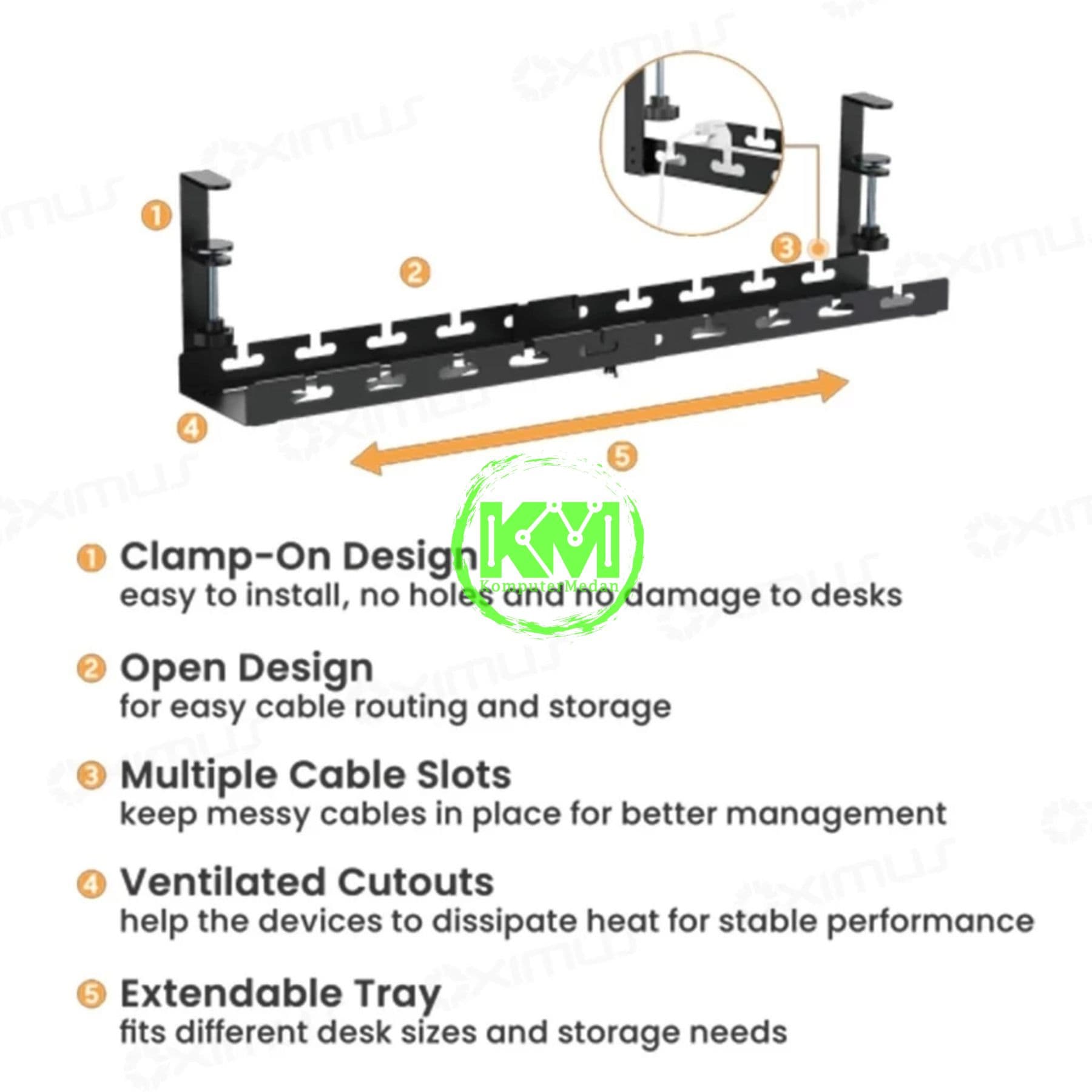 OXIMUS C82S CABLE MANAGEMENT TRAY - BLACK - Image 2
