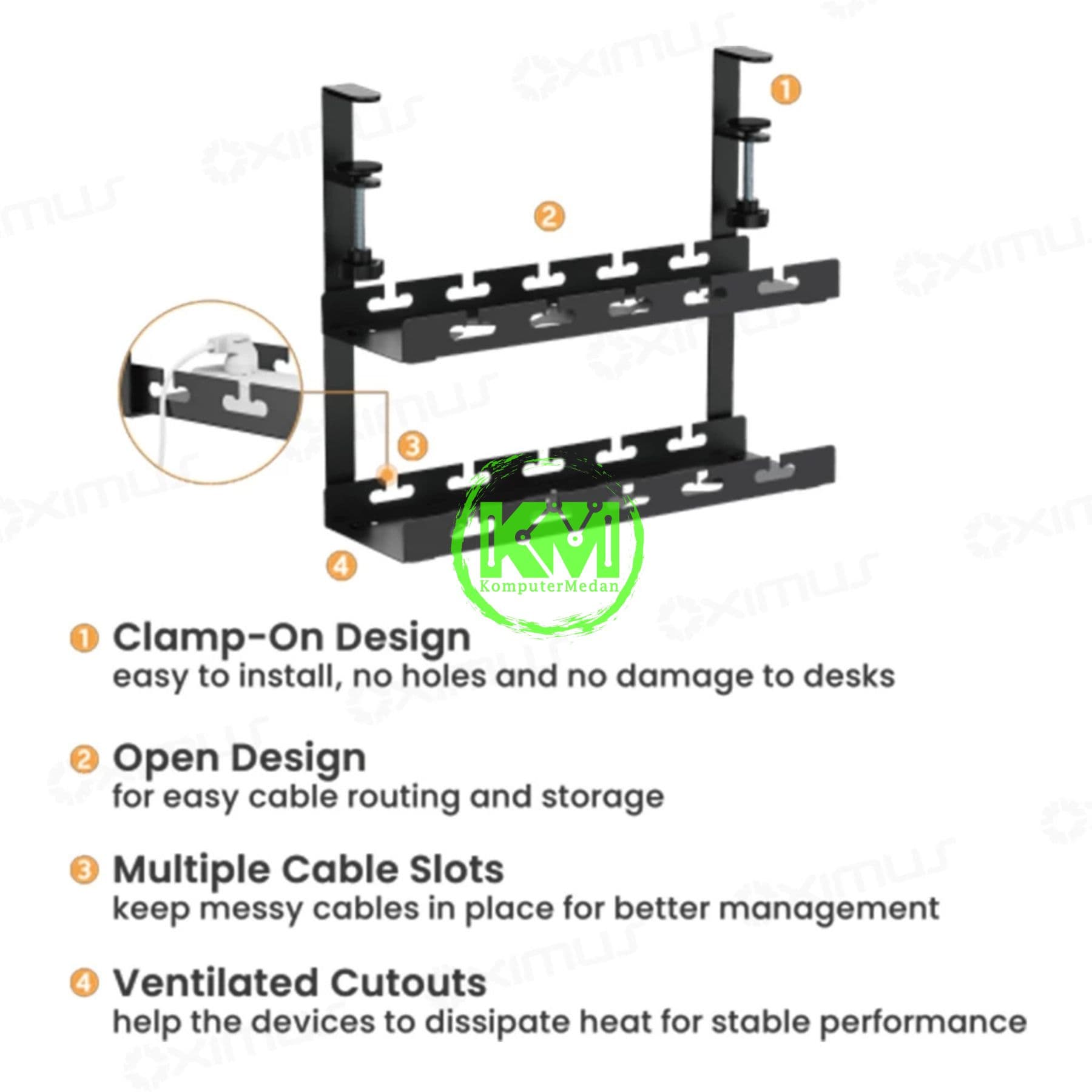 OXIMUS C82D CABLE MANAGEMENT TRAY - BLACK - Image 2