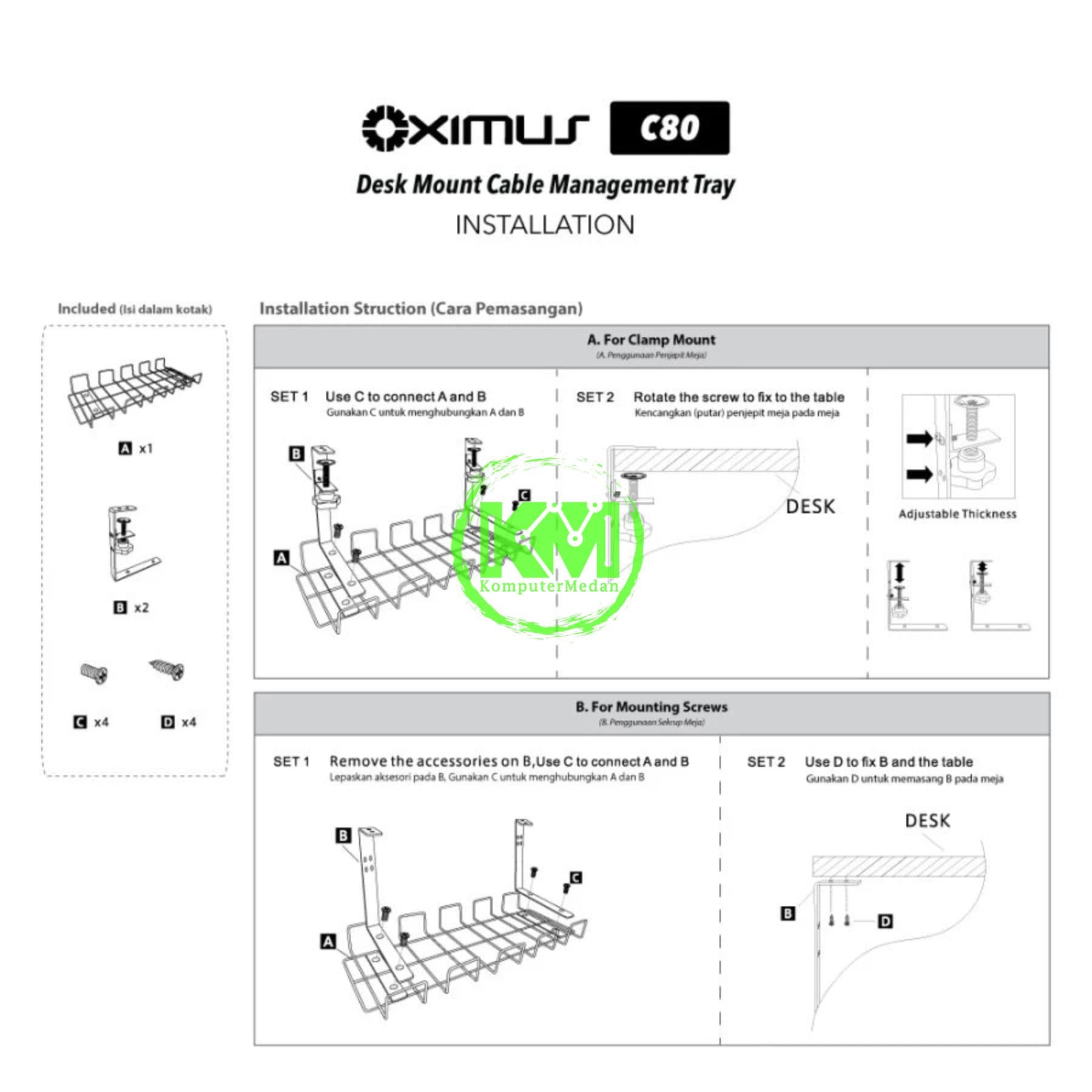 OXIMUS C80 CABLE MANAGEMENT TRAY - BLACK - Image 4