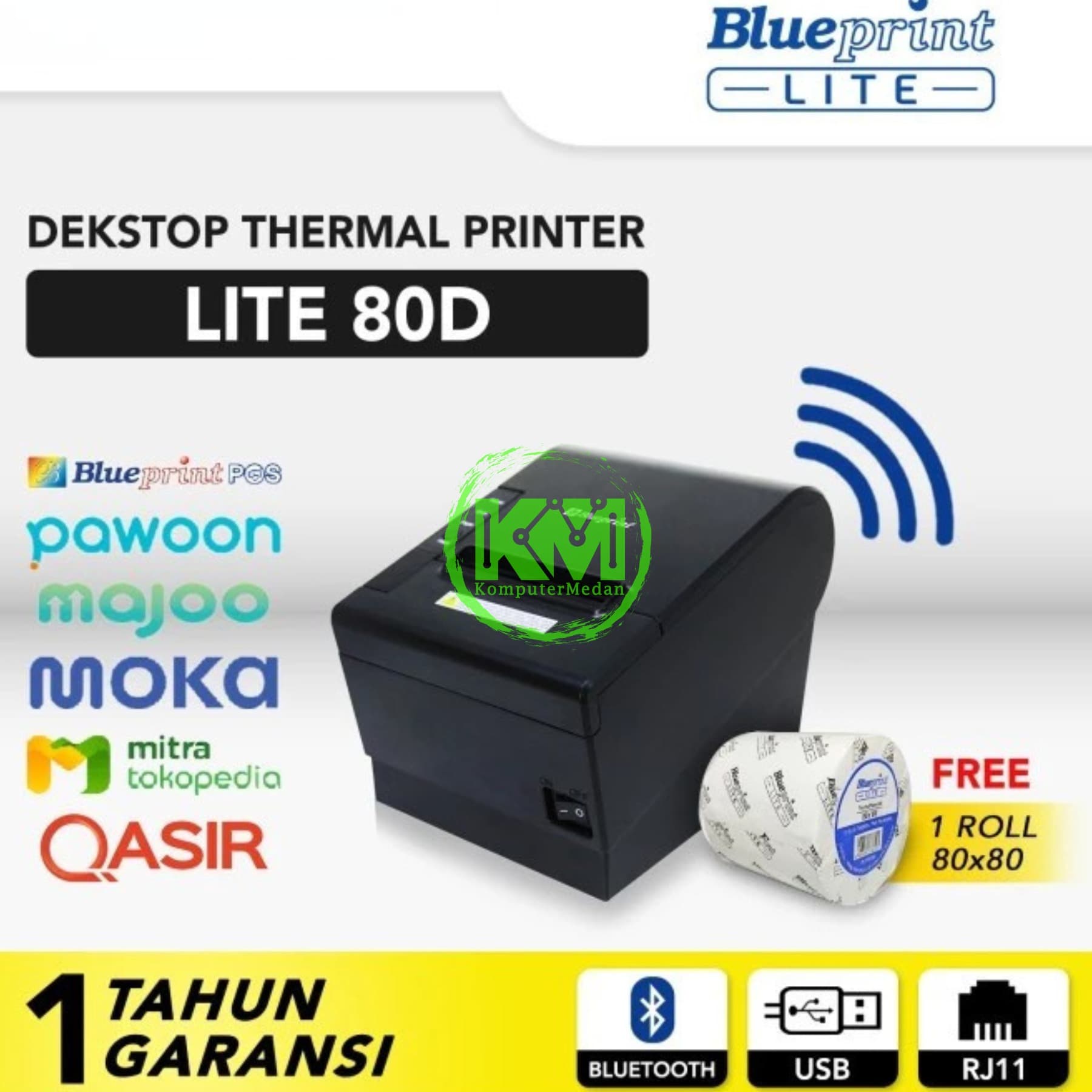 BLUEPRINT LITE DESKTOP THERMAL RECEIPT PRINTER BP-LITE80D BLUETOOTH - Image 1