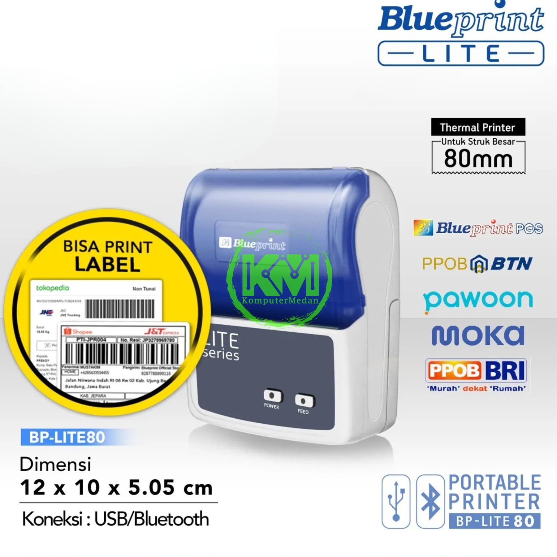 BLUEPRINT LITE PORTABLE THERMAL RECEIPT PRINTER BP-LITE80 BLUETOOTH