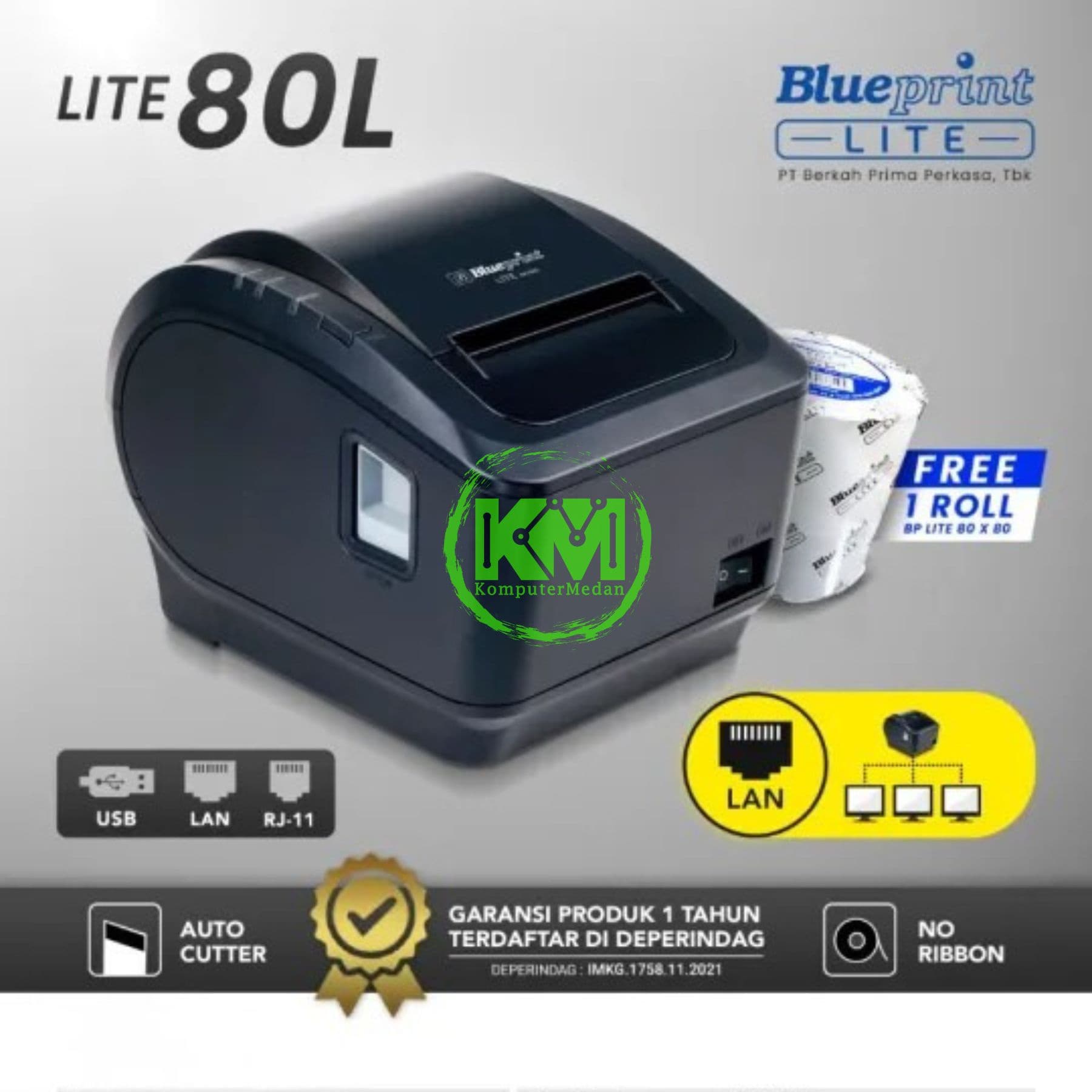 BLUEPRINT LITE DESKTOP THERMAL RECEIPT PRINTER BP-LITE80L (LAN+USB+WIFI) - Image 1