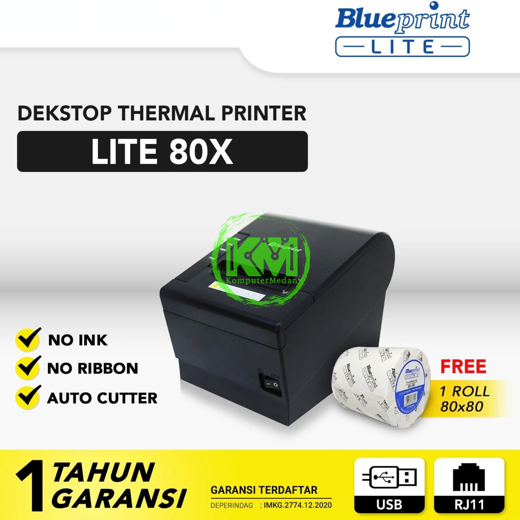 BLUEPRINT LITE DESKTOP THERMAL RECEIPT PRINTER BP-LITE80X USB - Image 1