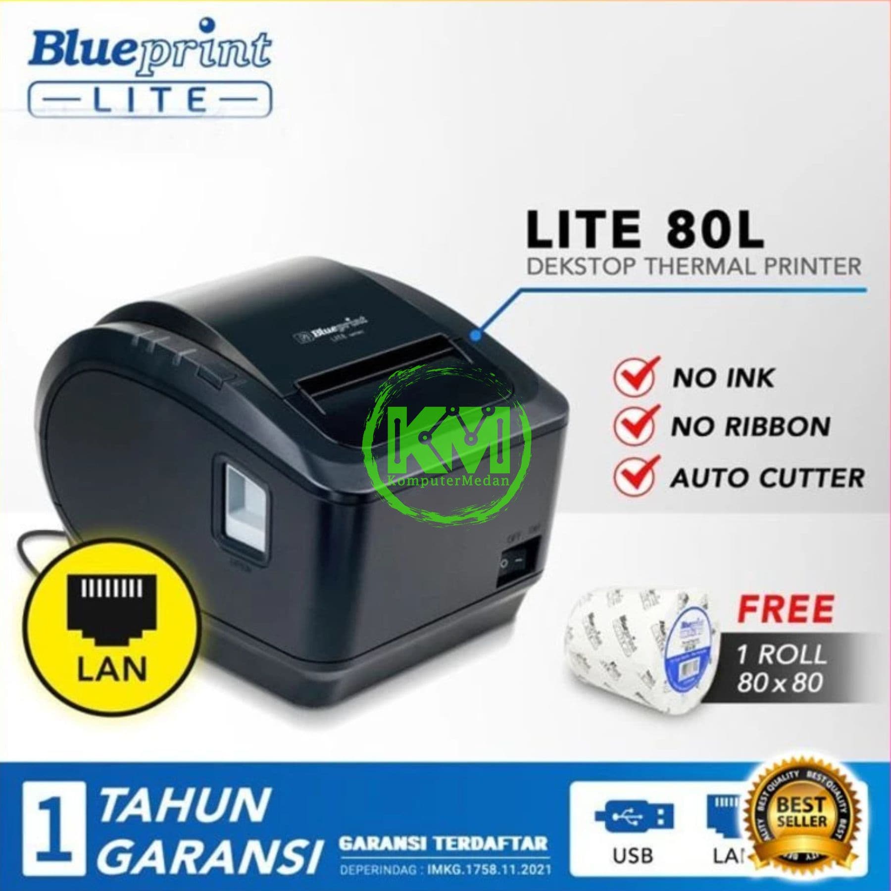 BLUEPRINT LITE DESKTOP THERMAL RECEIPT PRINTER BP-LITE80L (LAN+USB+WIFI) - Image 2