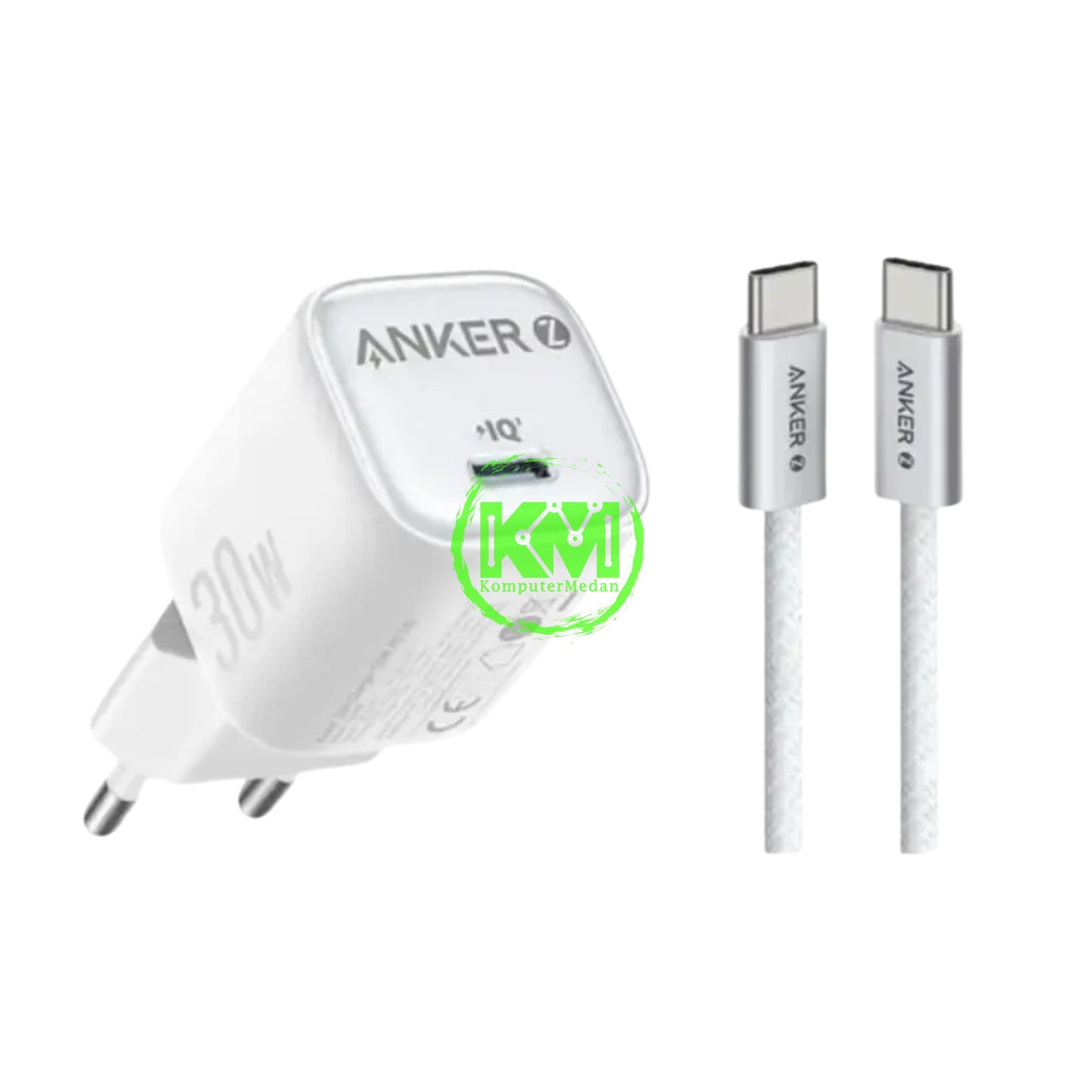 ANKER ZOLO CHARGER 30W PD 3.0 WITH C-C CABLE 3FT - B2698 WHITE