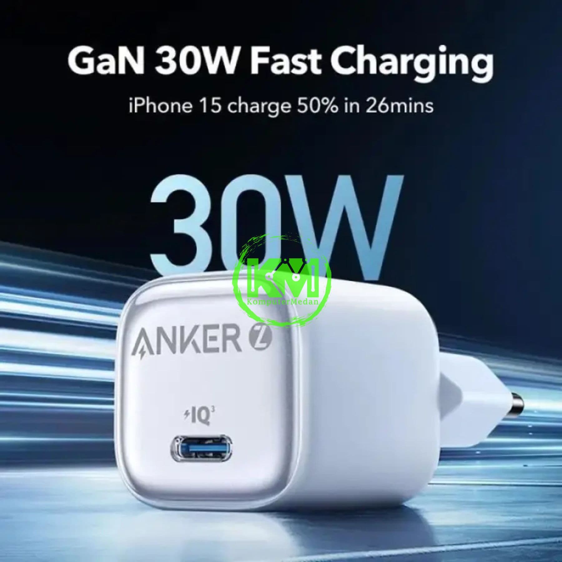 ANKER ZOLO CHARGER 30W PD 3.0 WITH C-C CABLE 3FT - B2698 WHITE - Image 2