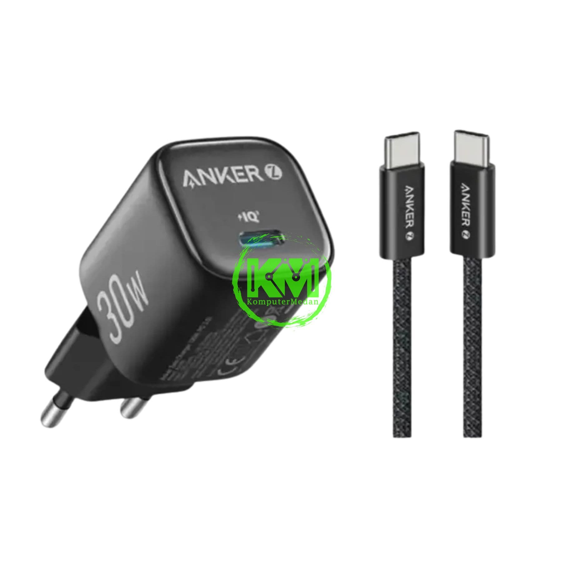ANKER ZOLO CHARGER 30W PD 3.0 WITH C-C CABLE 3FT - B2698 BLACK
