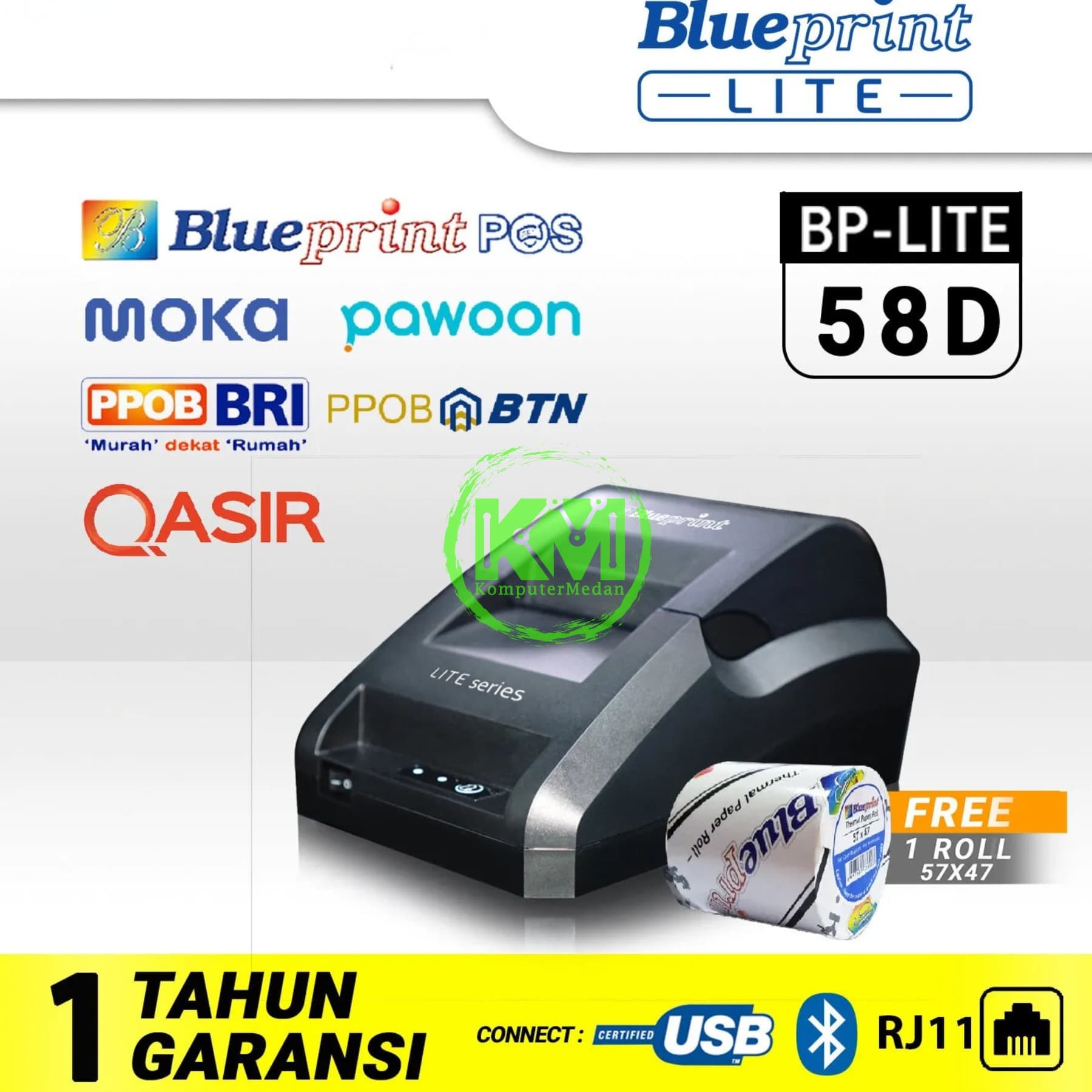 BLUEPRINT LITE DESKTOP THERMAL RECEIPT PRINTER BP-LITE58D BLUETOOTH - Image 1