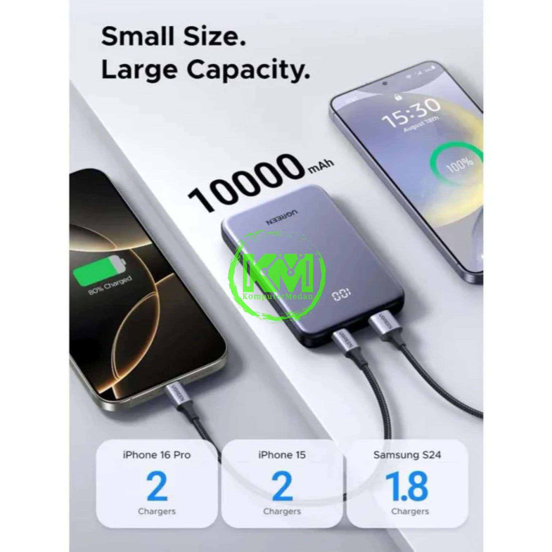 UGREEN POWERBANK DIGITAL DISPLAY 20W 10.000MAH BLACK / 75131B - Image 4