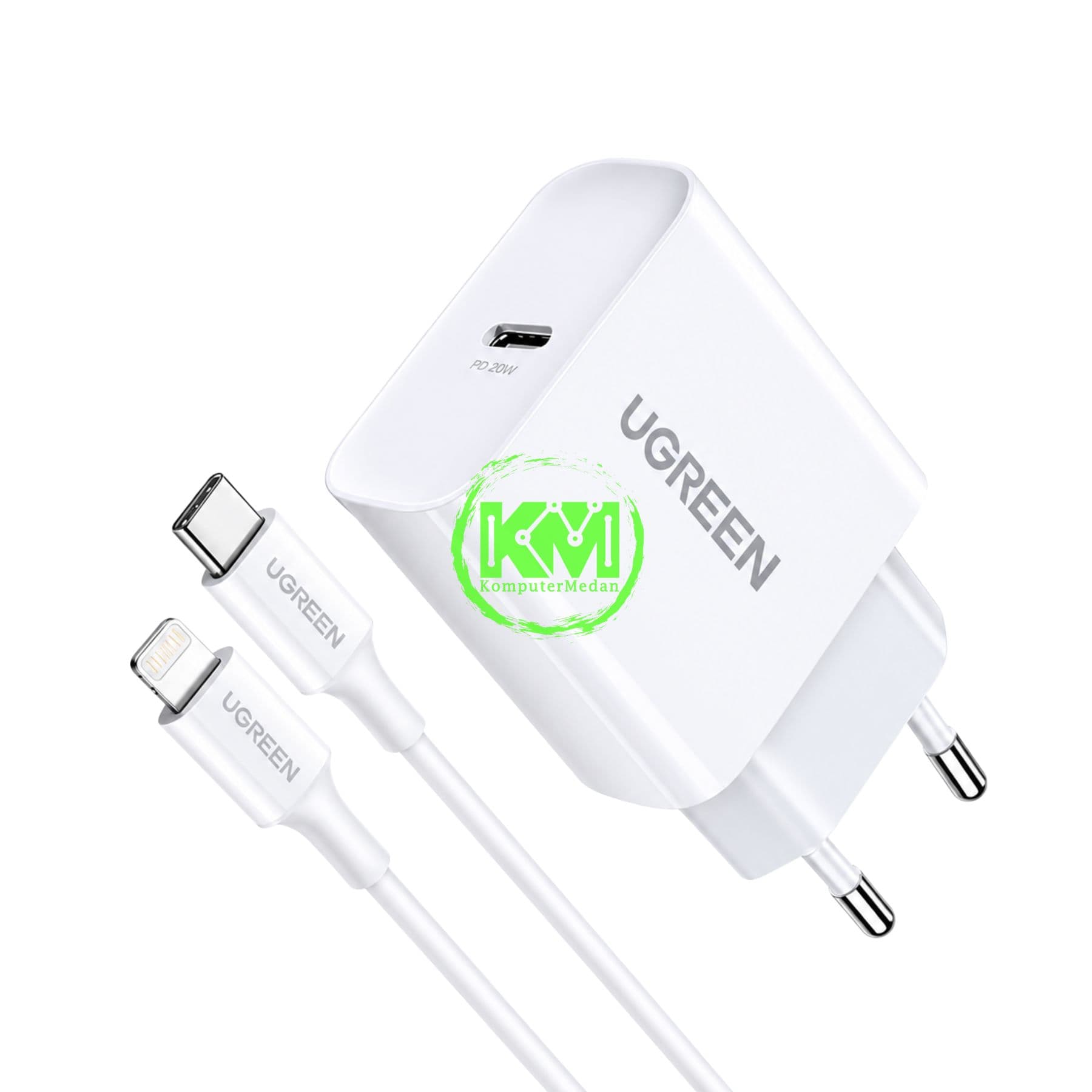 UGREEN CHARGER SET LIGHTNING PD 20W FAST CHARGER WHITE - PN 50698 - Image 1