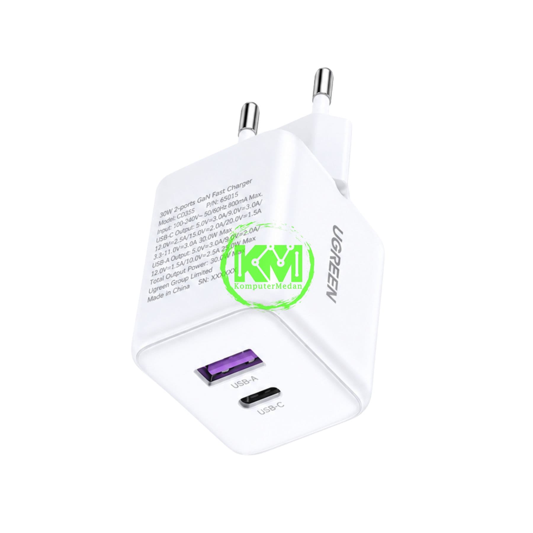 UGREEN N SERIES DUAL PORT GAN 30W WHITE / 65015 - Image 3