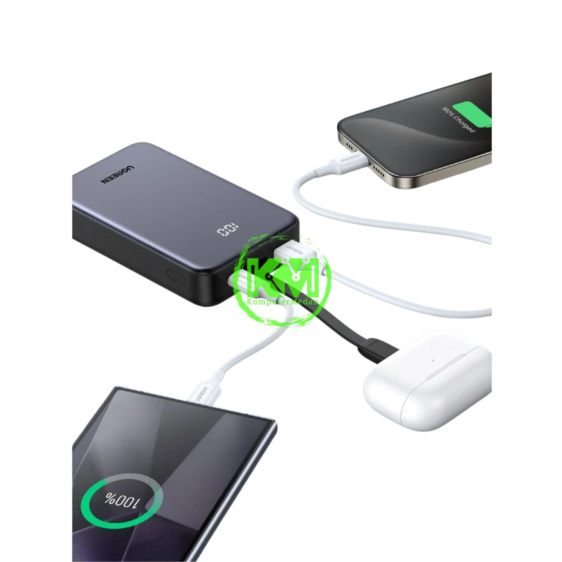 UGREEN POWERBANK BUILT-IN CABLE 22.5W 20000MAH GRAY / 45762 - Image 6