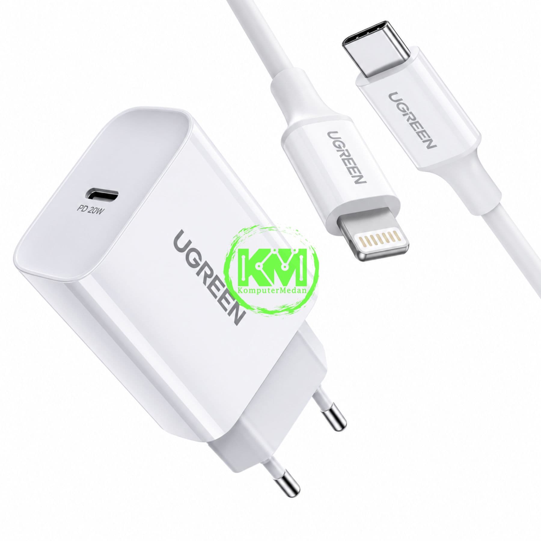 UGREEN CHARGER SET LIGHTNING PD 20W FAST CHARGER WHITE - PN 50698 - Image 2