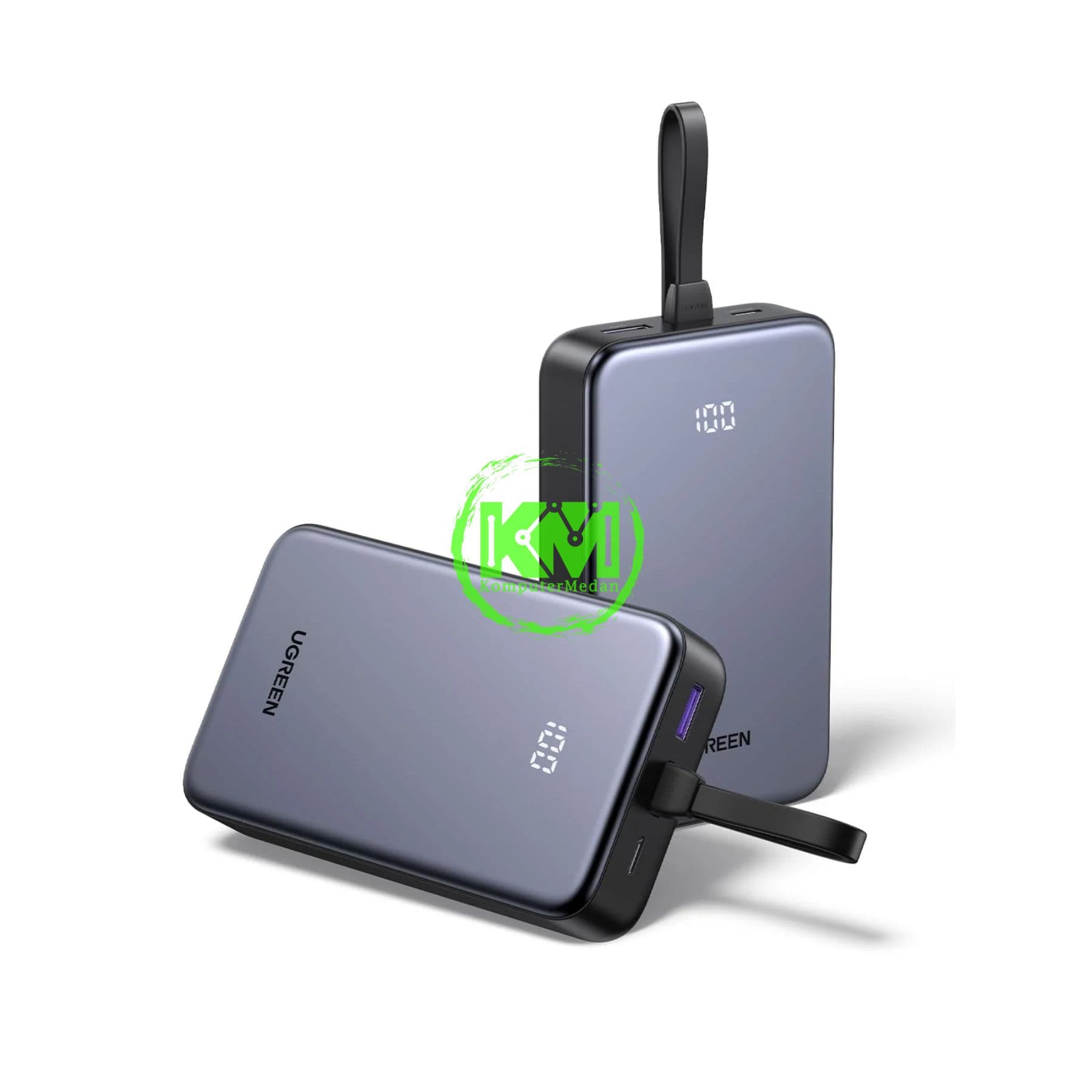 UGREEN POWERBANK BUILT-IN CABLE 22.5W 20000MAH GRAY / 45762 - Image 3