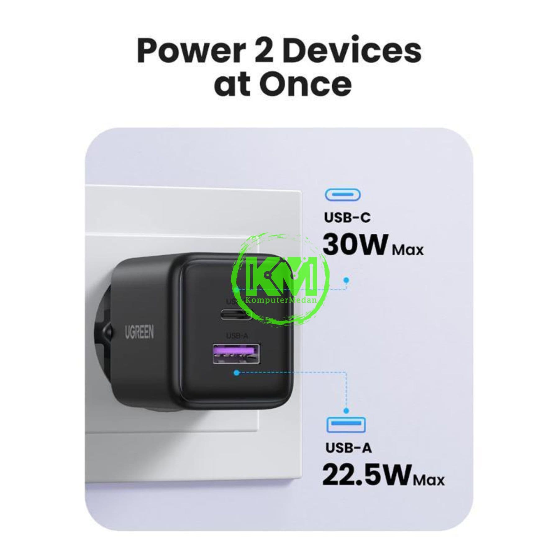 UGREEN N SERIES DUAL PORT GAN 30W BLACK / 65014 - Image 6