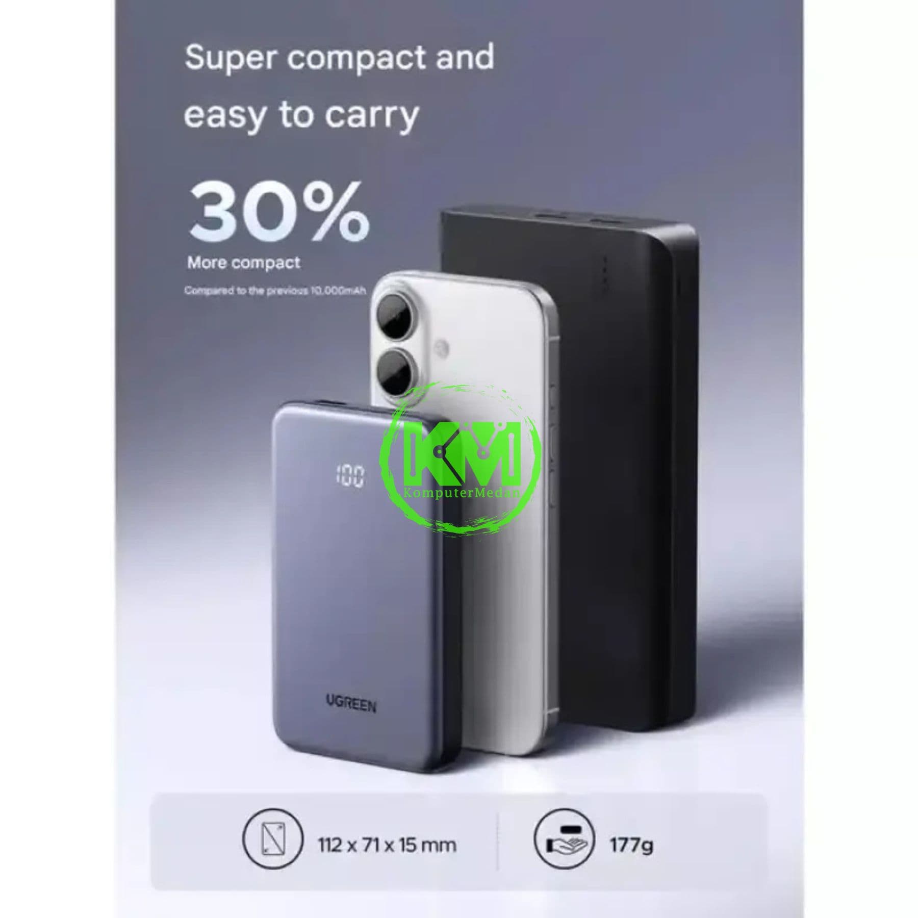 UGREEN POWERBANK DIGITAL DISPLAY 20W 10.000MAH BLACK / 75131B - Image 3