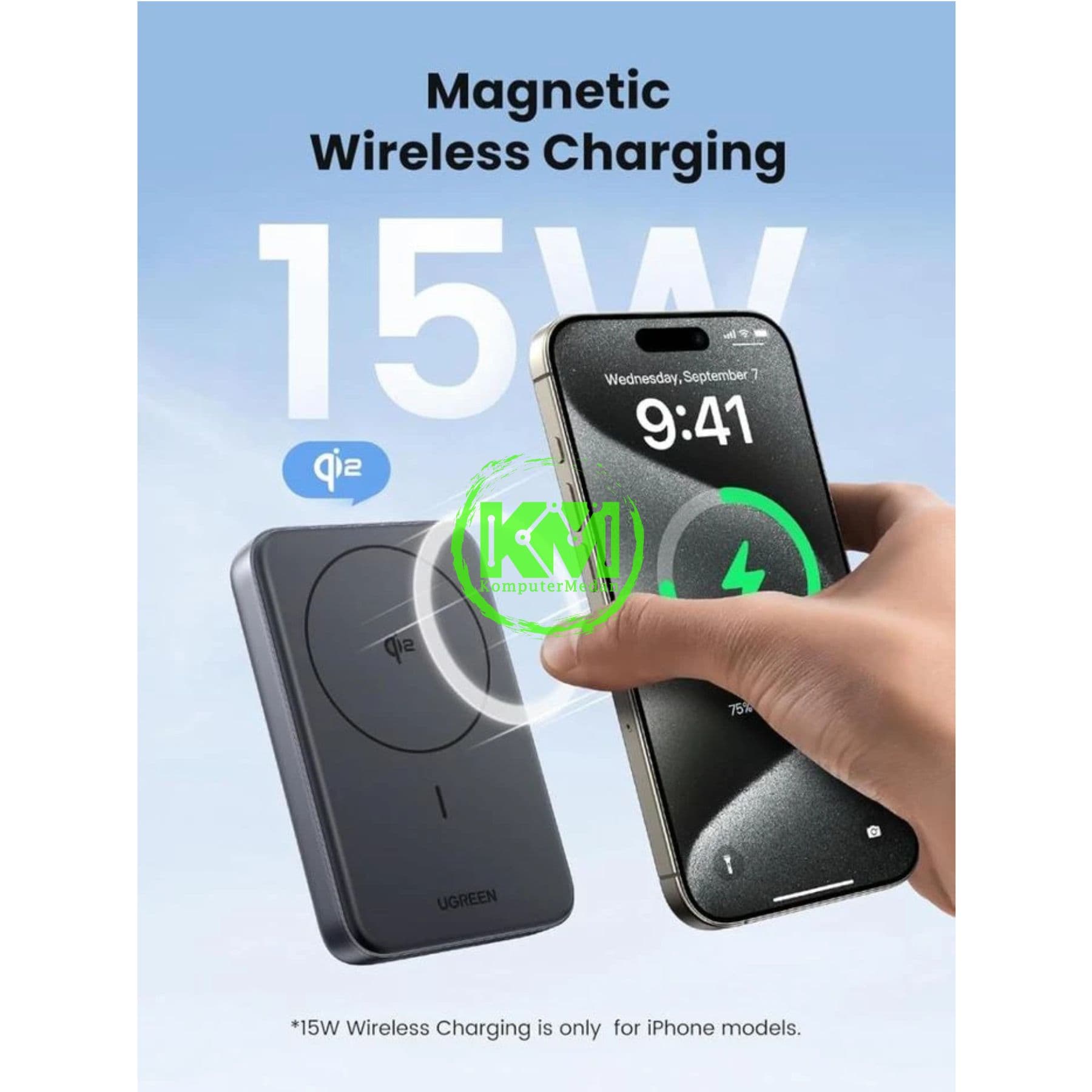 UGREEN POWERBANK MAGSAFE QI2 30W 10.000MAH GRAY / 45763 - Image 4