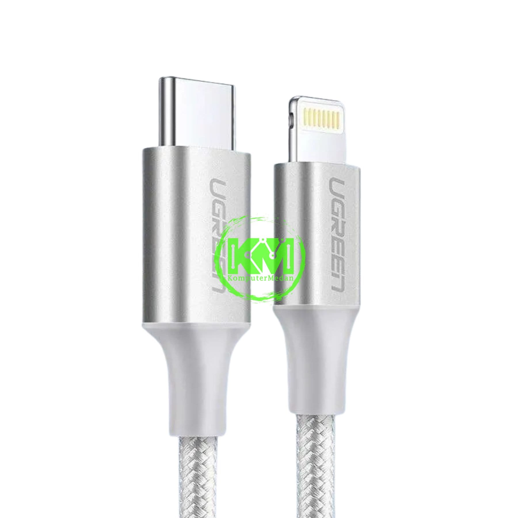 UGREEN LIGHTNING TO USB-C NYLON CABLE 1M SILVER - PN 70523 - Image 2