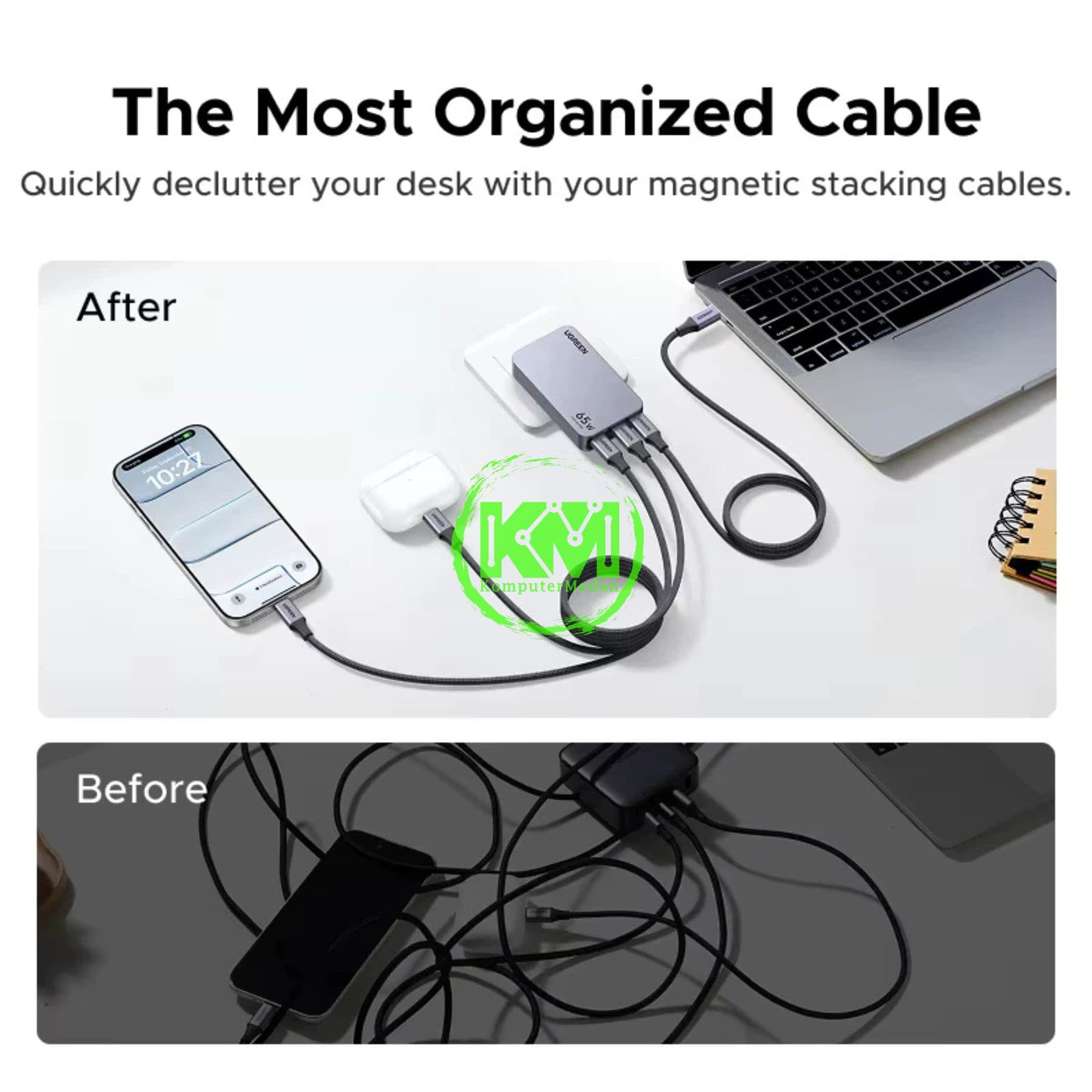 UGREEN MAGNETIC CABLE C TO C 100W NYLON 1M BLACK / 55517 - Image 4