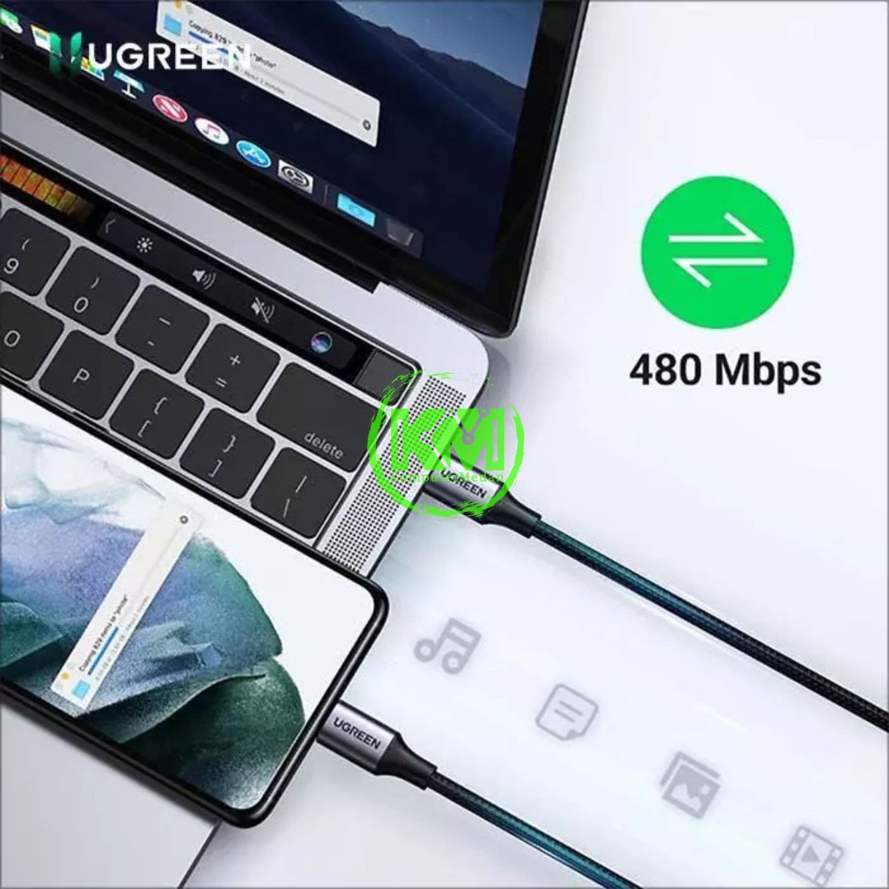 UGREEN CABLE C TO C 100W ABS NYLON 50CM BLACK / 35203 - Image 3