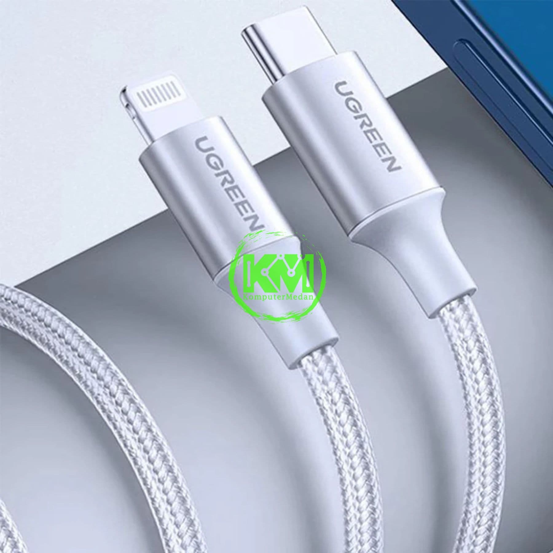 UGREEN LIGHTNING TO USB-C NYLON CABLE 2M SILVER - US305 PN 70525 - Image 5