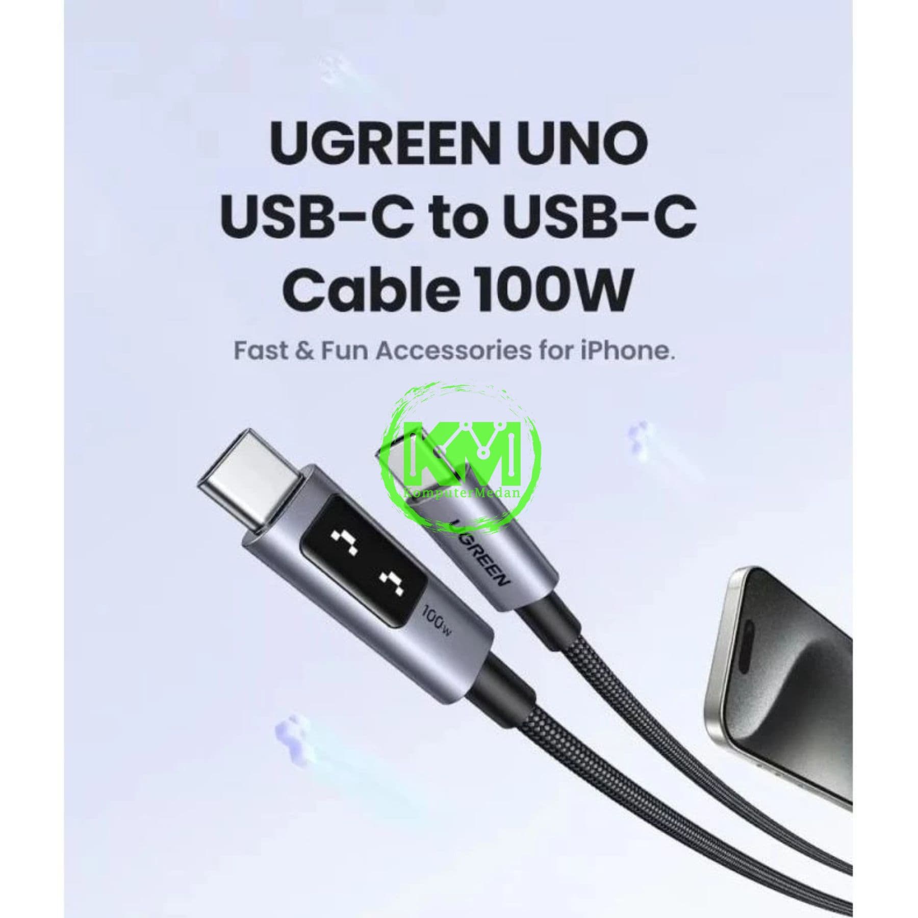 UGREEN UNO CABLE C TO C 100W NYLON 1M BLACK / 35501 - Image 4