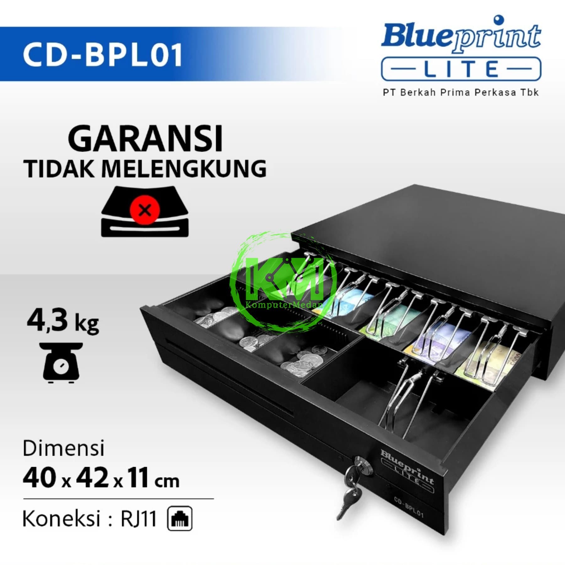 BLUEPRINT LITE CASH DRAWER 405x240x98/112mm CD-BPL01
