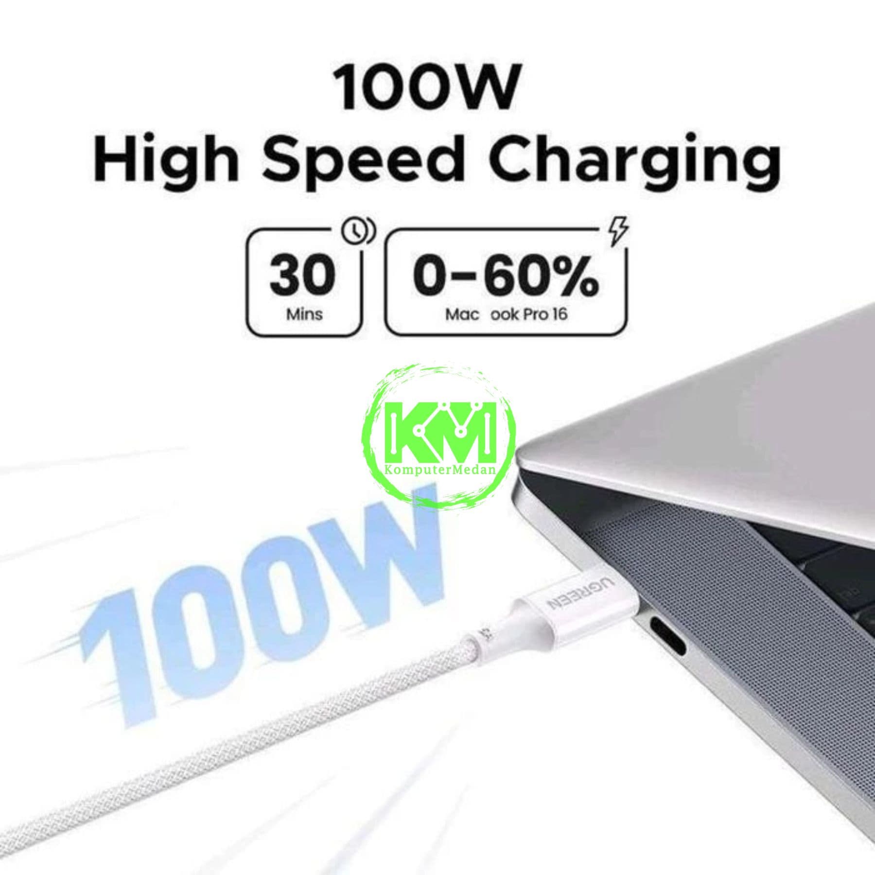 UGREEN CABLE C TO C 100W ABS NYLON 2M TITANIUM / 65256 - Image 3