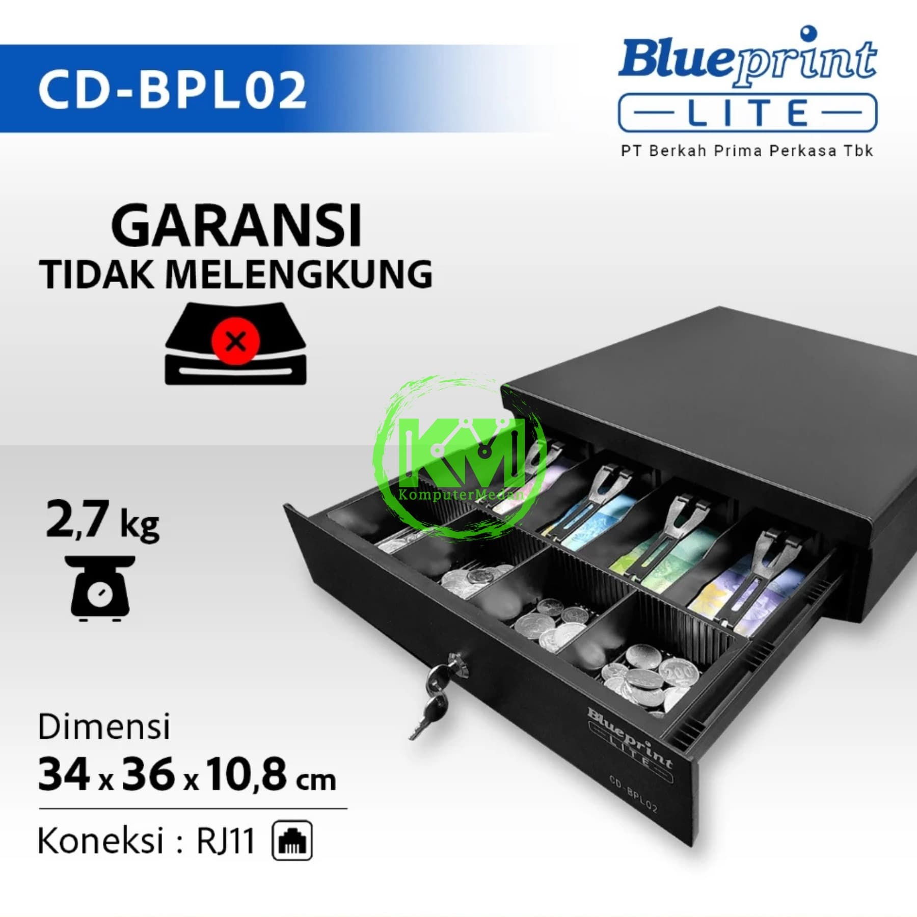BLUEPRINT LITE CASH DRAWER 340x360x90/98mm CD-BPL02