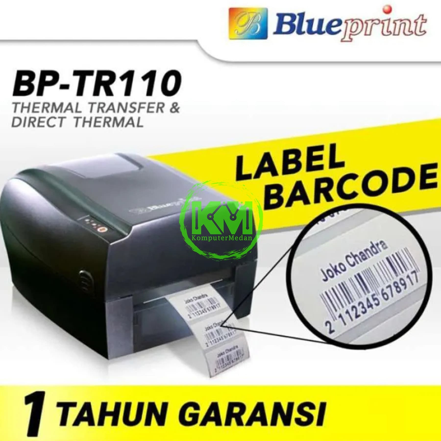 BLUEPRINT DESKTOP DIRECT THERMAL BARCODE LABEL PRINTER BP-TR110 (USB + SERIAL + LAN) - Image 2