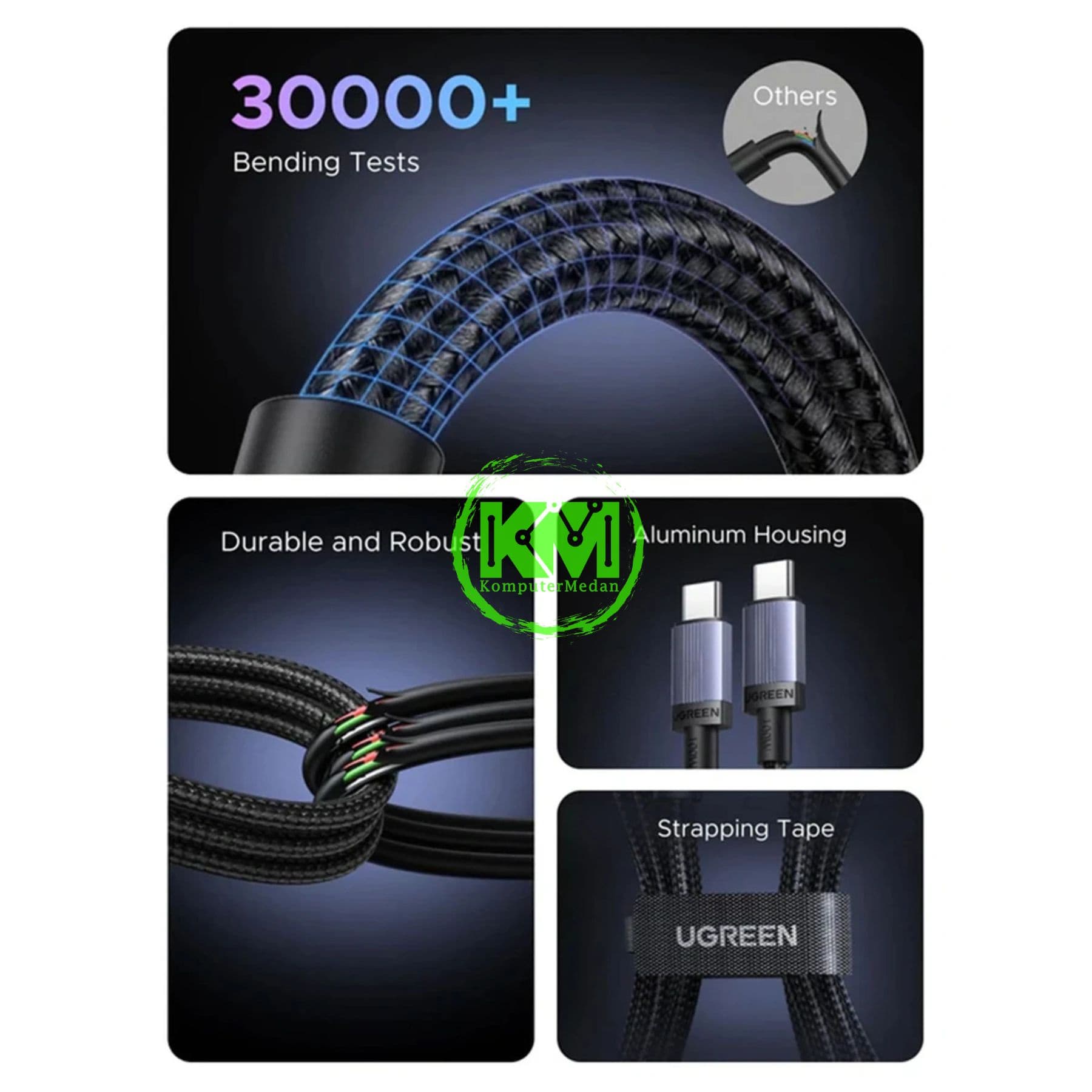 UGREEN CABLE C TO C 100W NYLON 2M BLACK / 65833 - Image 4