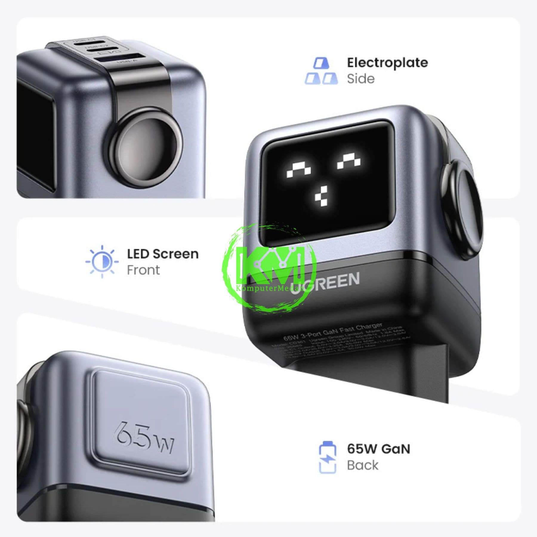 UGREEN NEXODE ROBOT GAN 65W GRAY / 25685B - Image 3