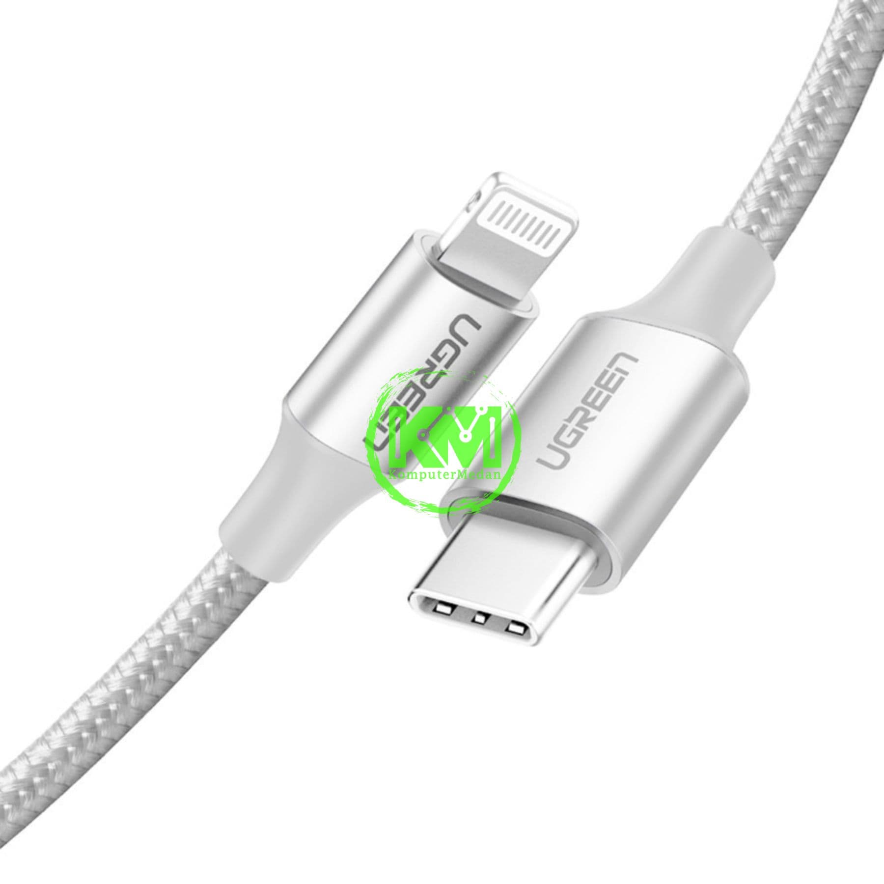 UGREEN LIGHTNING TO USB-C NYLON CABLE 1M SILVER - PN 70523