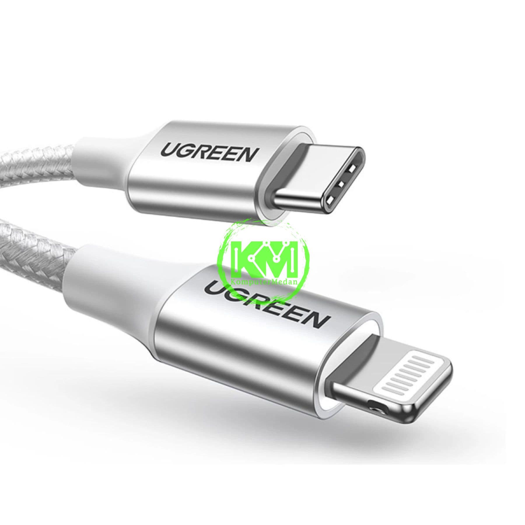 UGREEN LIGHTNING TO USB-C NYLON CABLE 1M SILVER - PN 70523 - Image 4