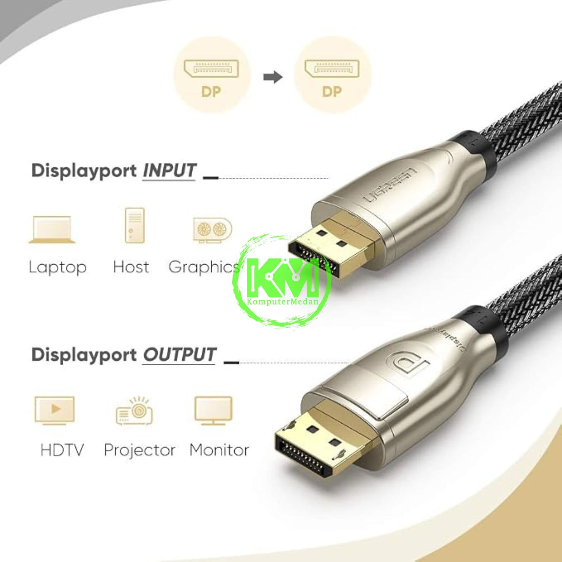 UGREEN CABLE DP 1.4 2M BLACK / 60843 - Image 5