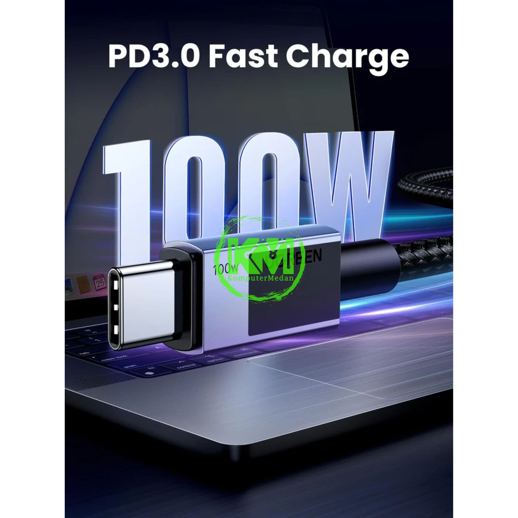 UGREEN CABLE C TO C 3.0 100W NYLON 1M SPACE GRAY / 45063 - Image 5